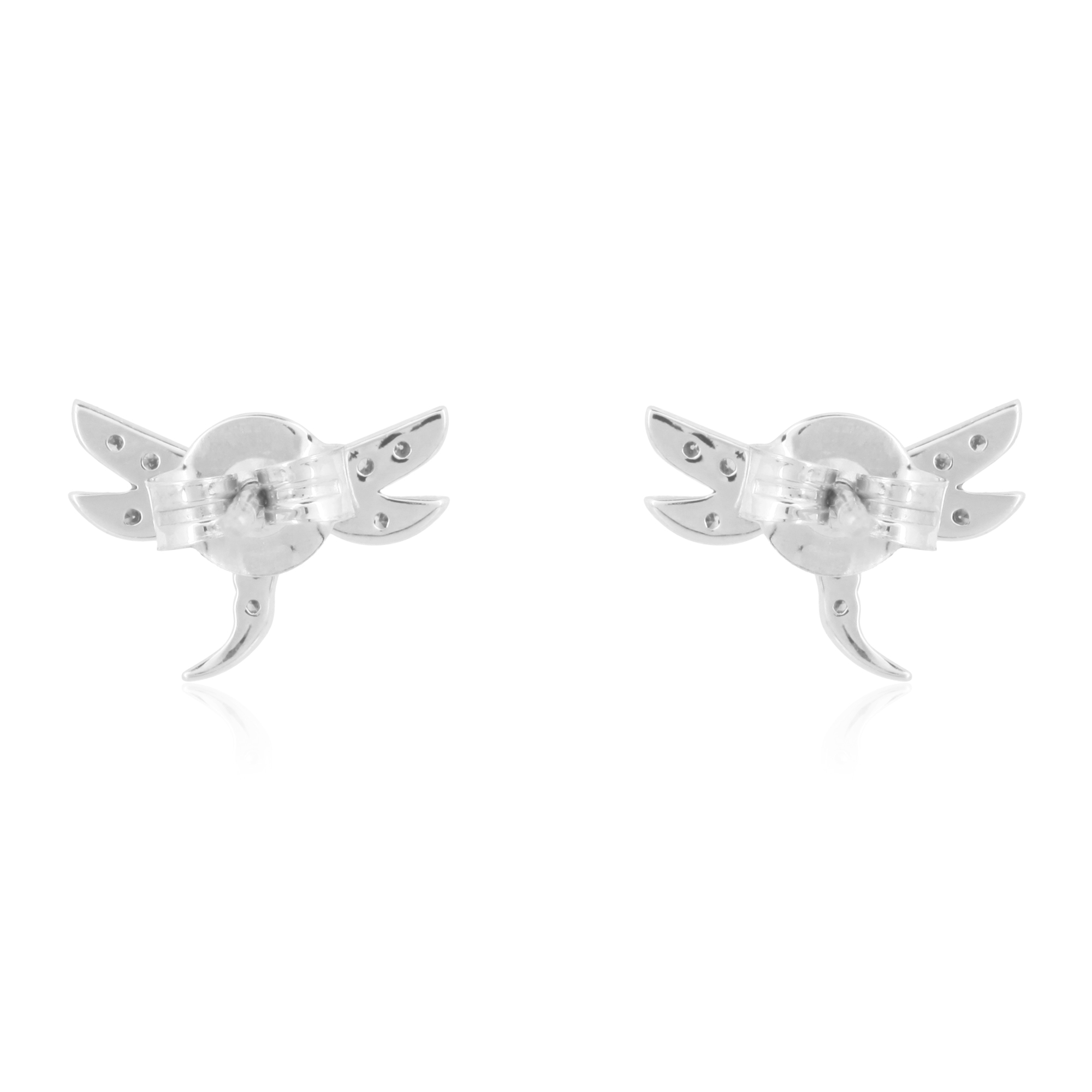 Sterling Silver Diamond Dargonfly Studs