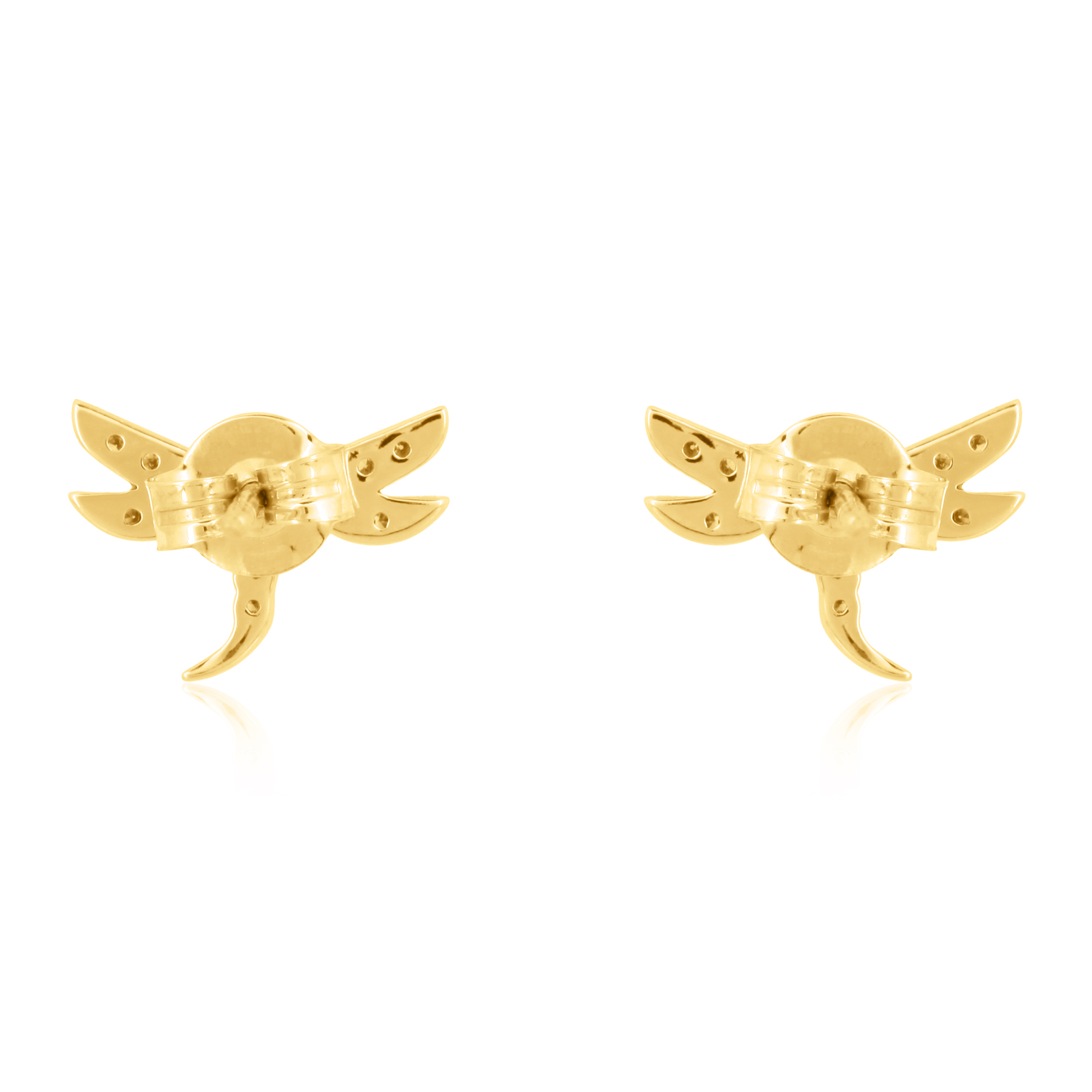 Yellow Gold Diamond Dargonfly Studs