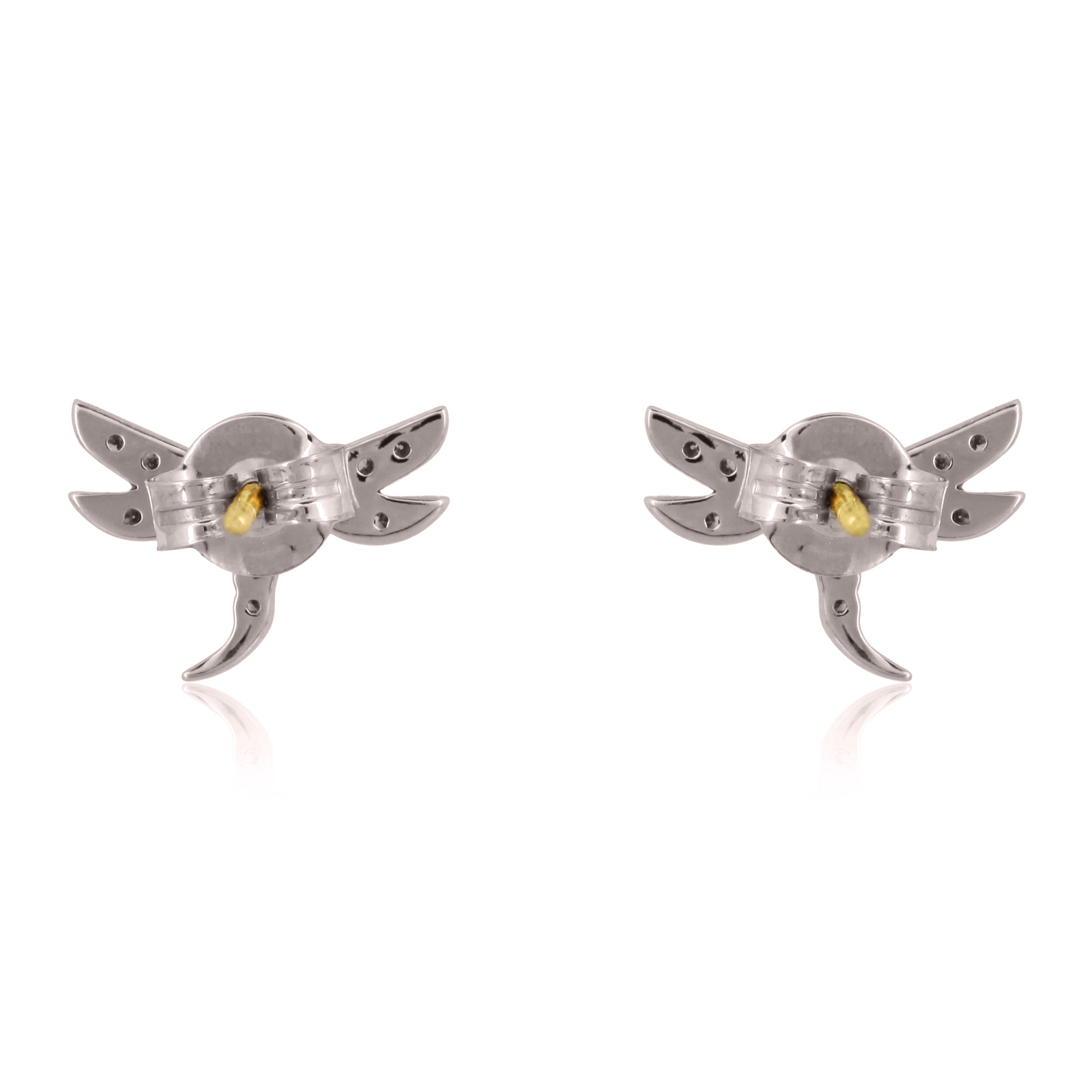 Sterling Silver Diamond Dargonfly Studs