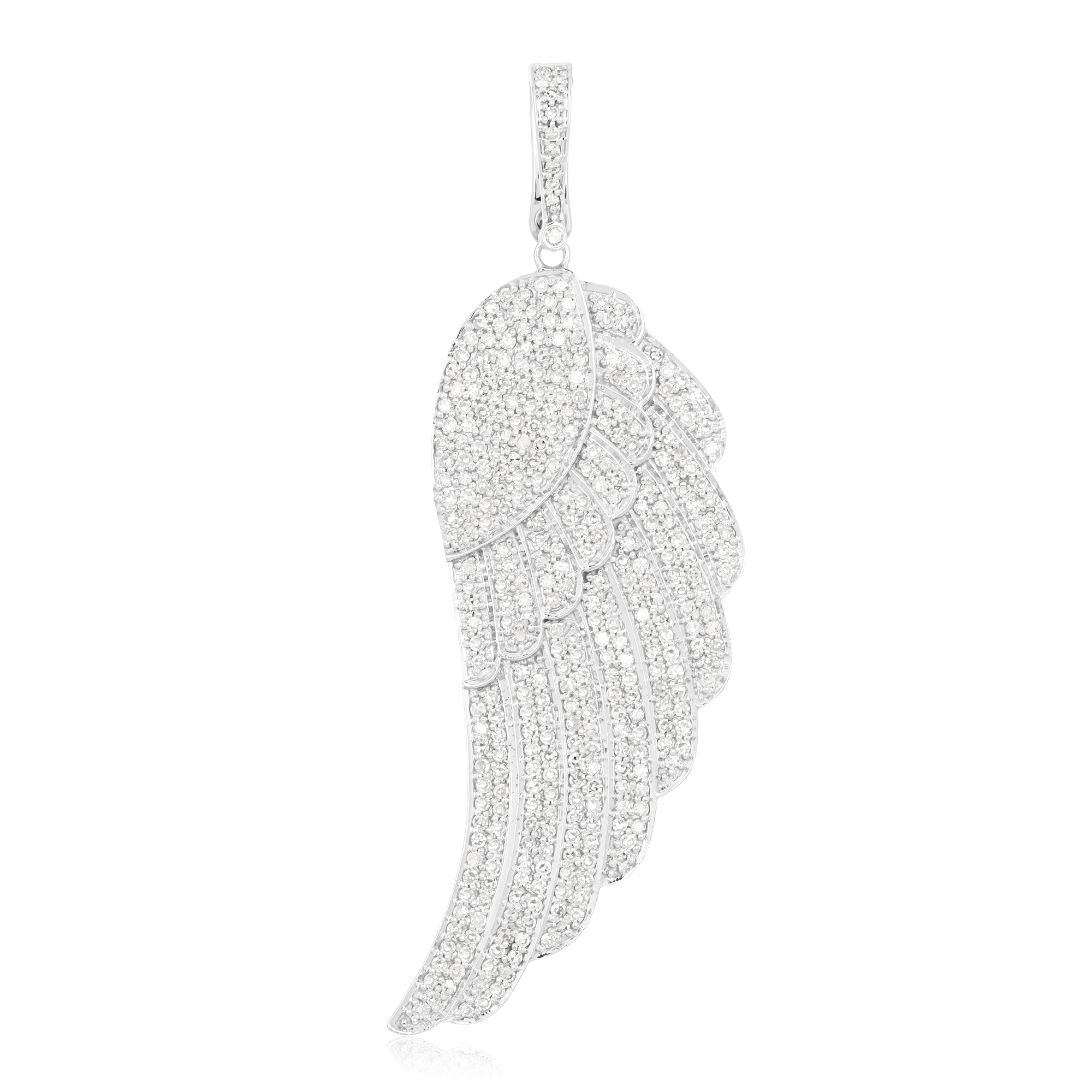 White Gold Single Feather Diamond Pendant