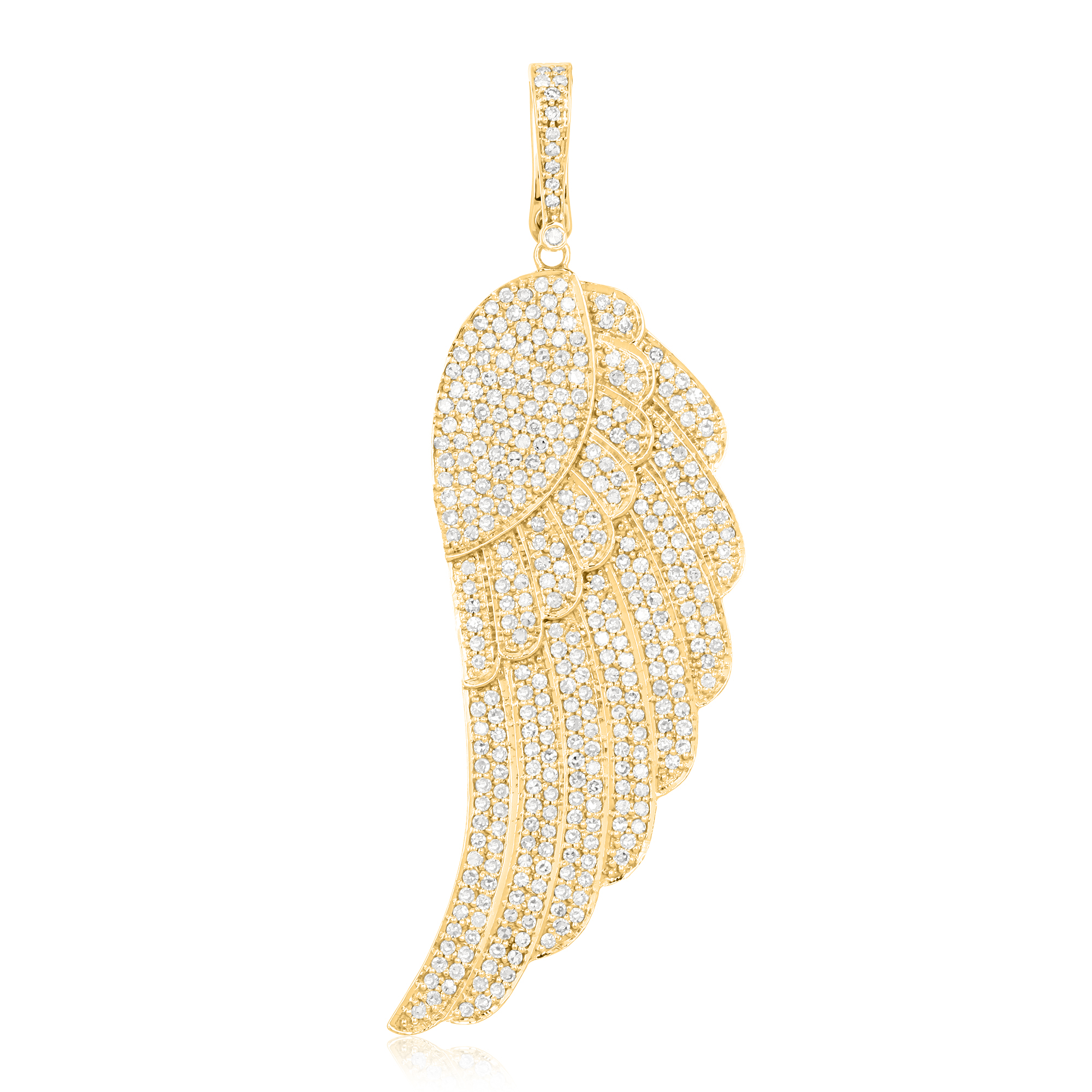 Yellow Gold Single Feather Diamond Pendant