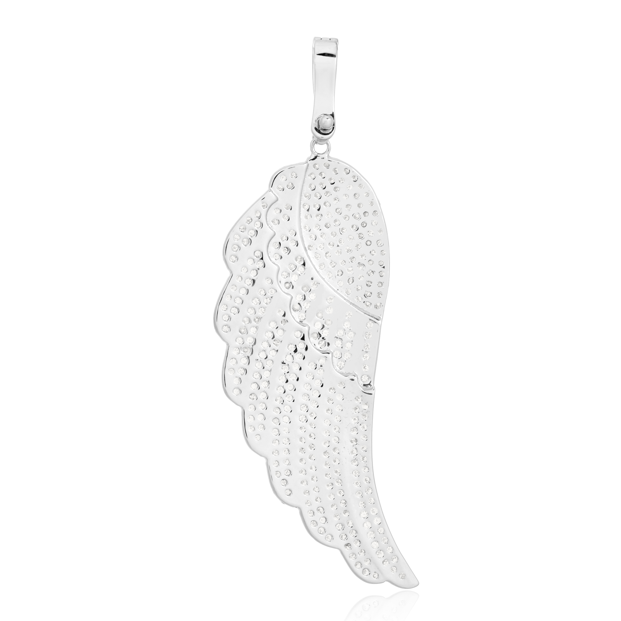 White Gold Single Feather Diamond Pendant