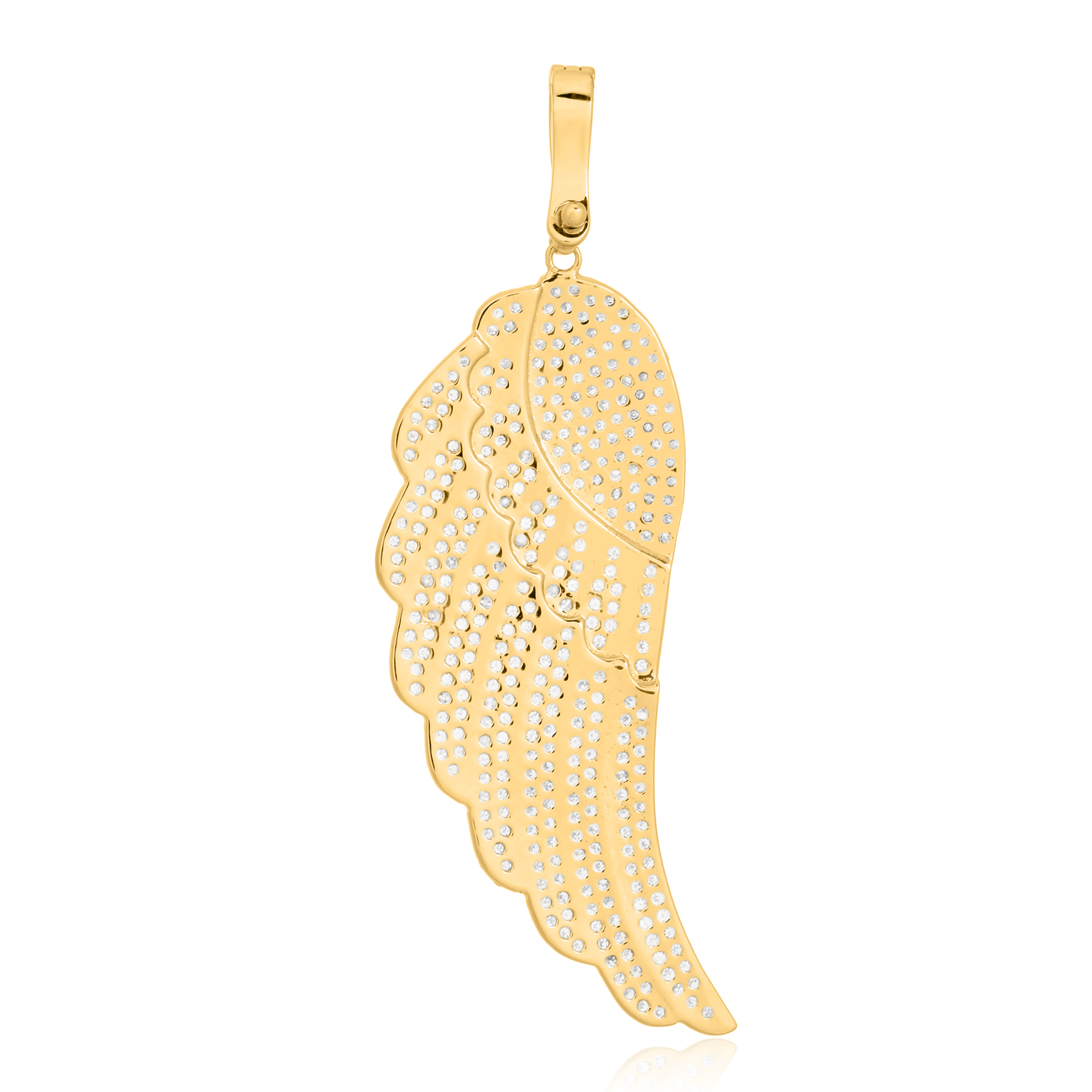 Yellow Gold Single Feather Diamond Pendant