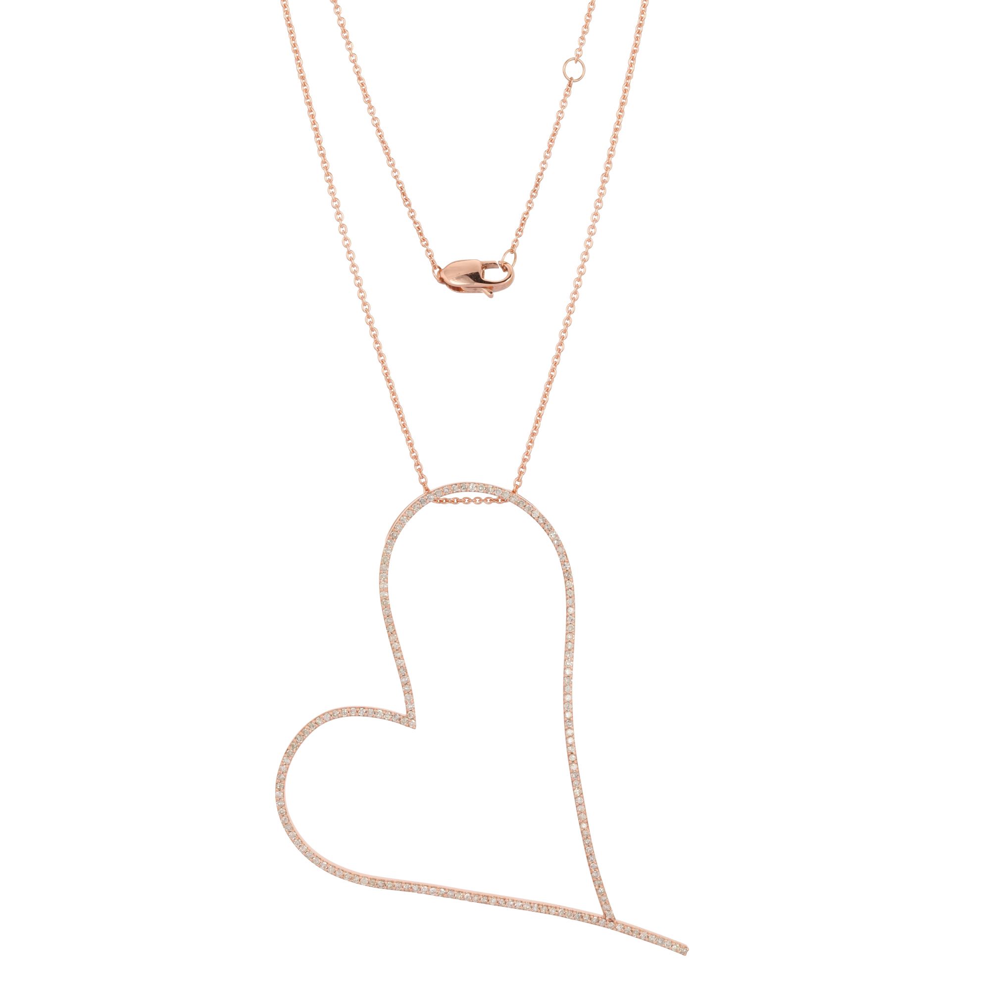Rose Gold Single Heart Diamond Pendant with chain