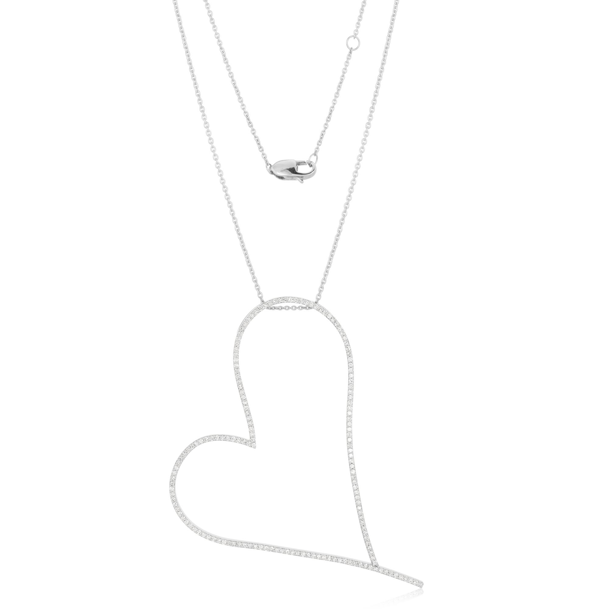 White Gold Single Heart Diamond Pendant with chain