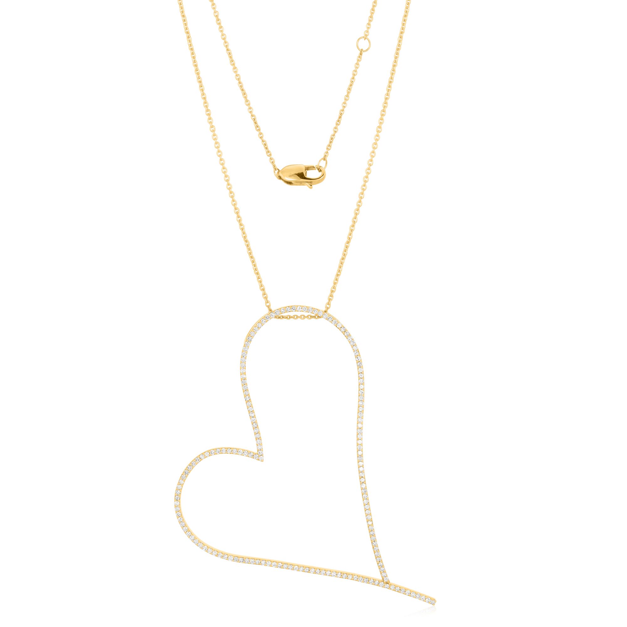Yellow Gold Single Heart Diamond Pendant with chain