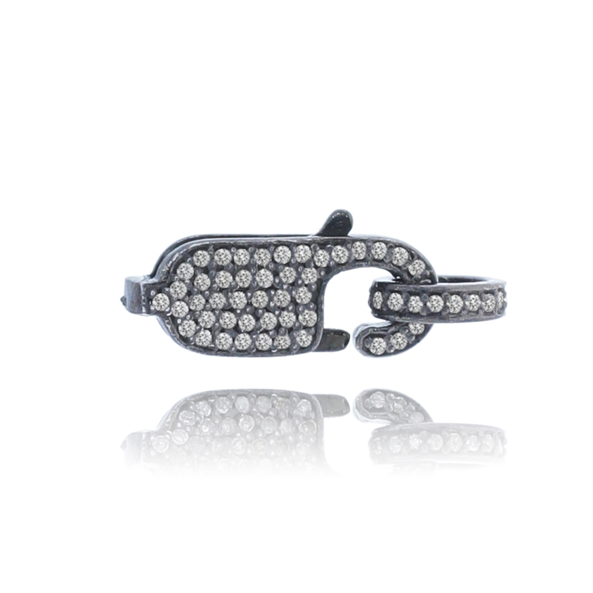 Sterling Silver Pave Diamond Spring Lock