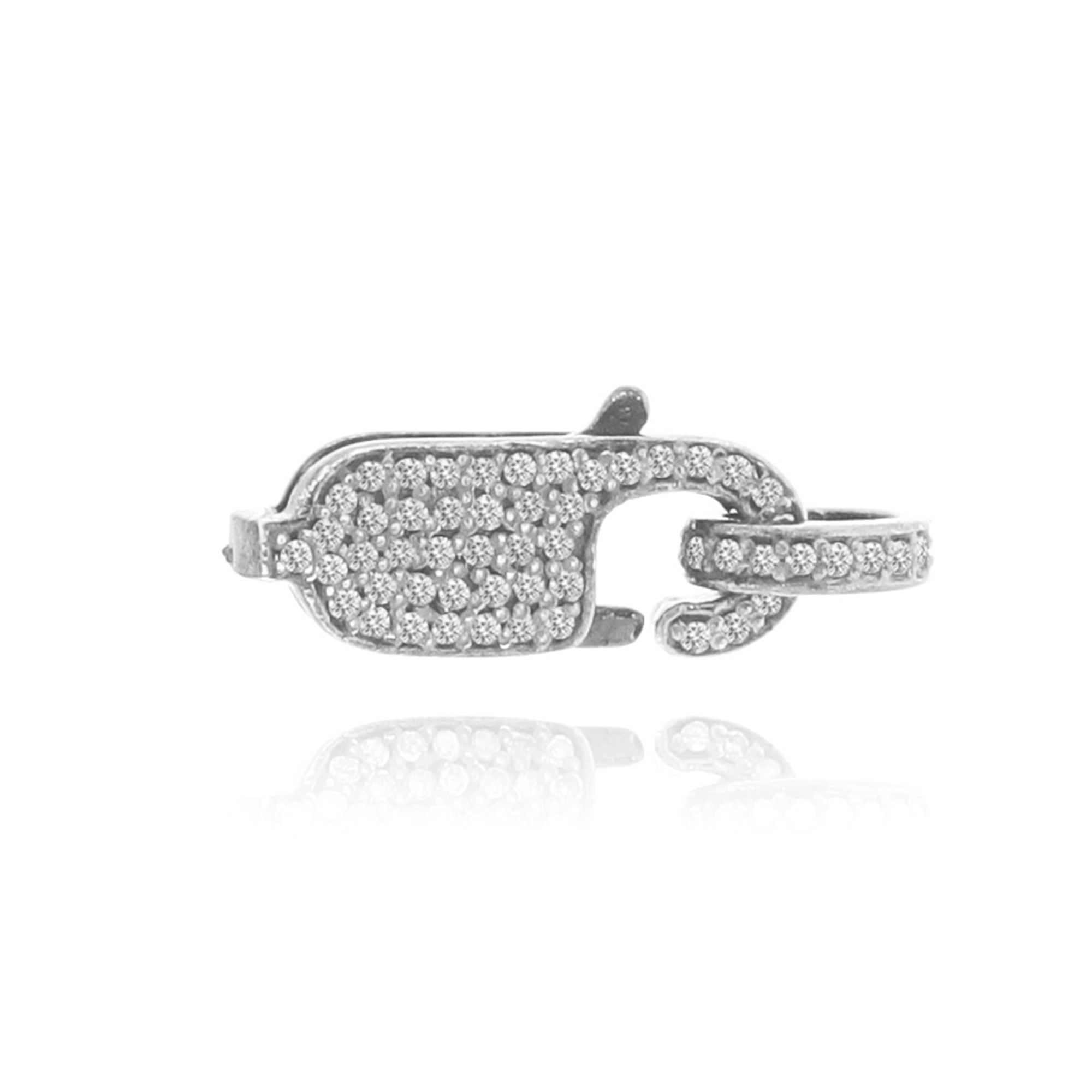 White Gold Pave Diamond Spring Lock