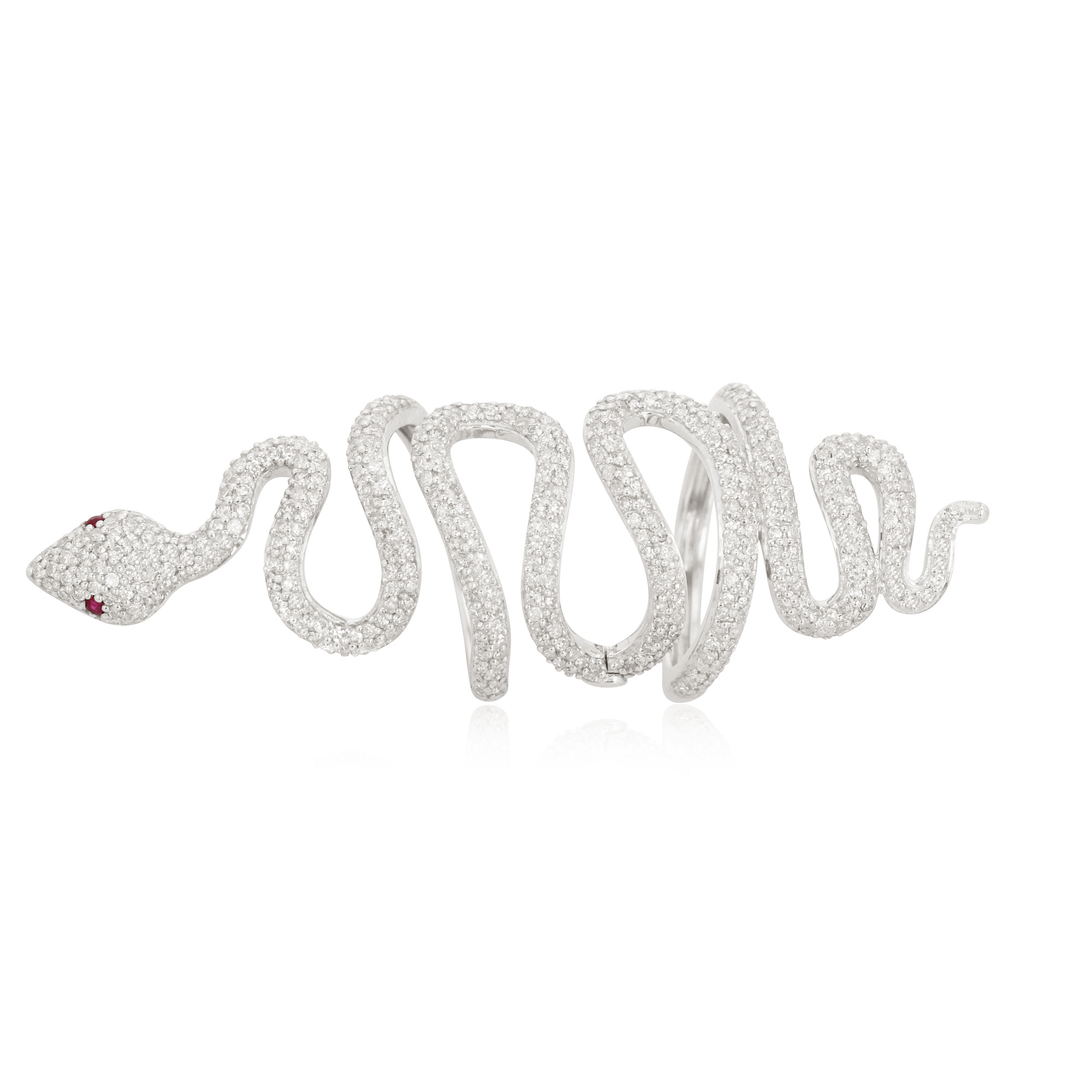 White Gold Diamond Snake Long Ring