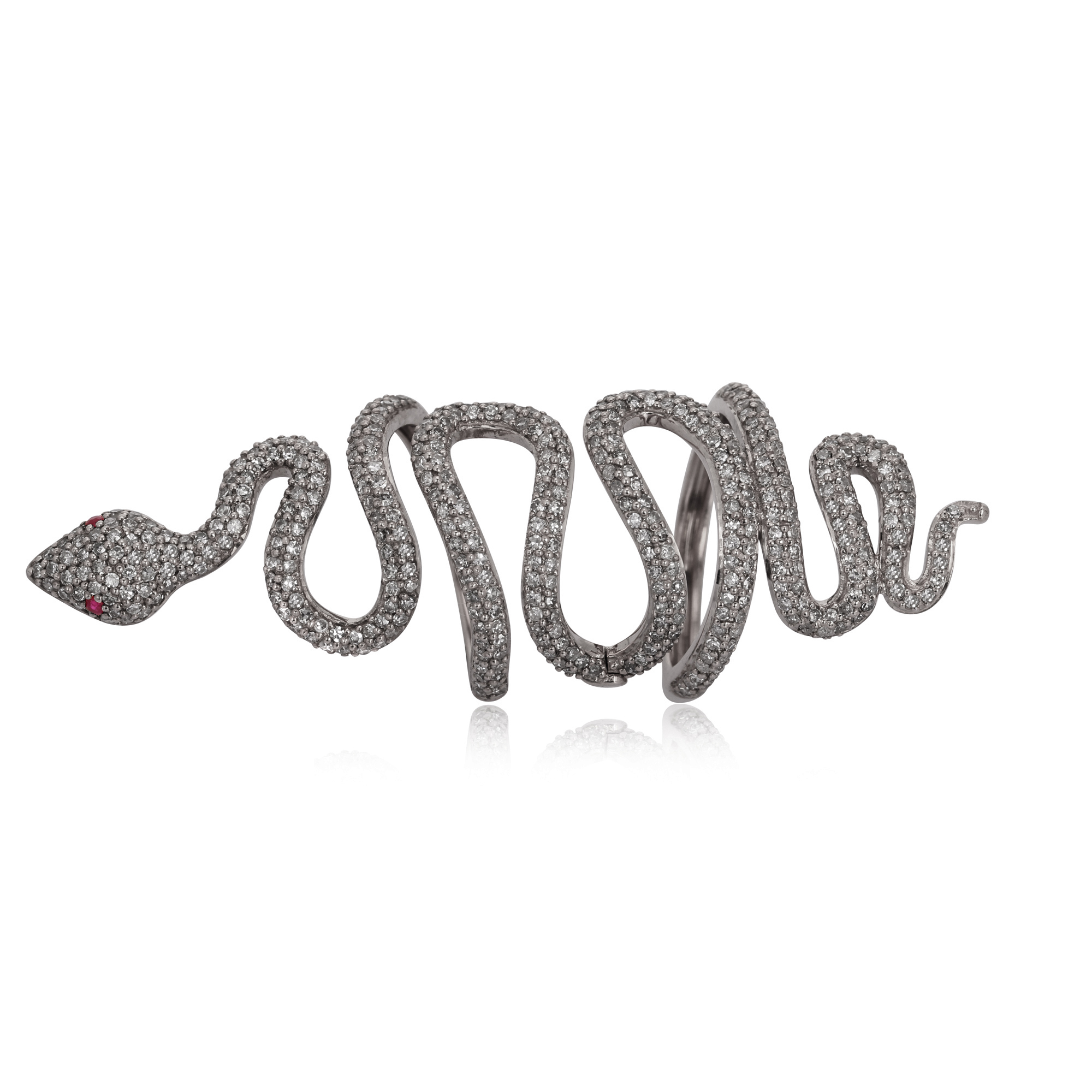 Sterling Silver Diamond Snake Long Ring