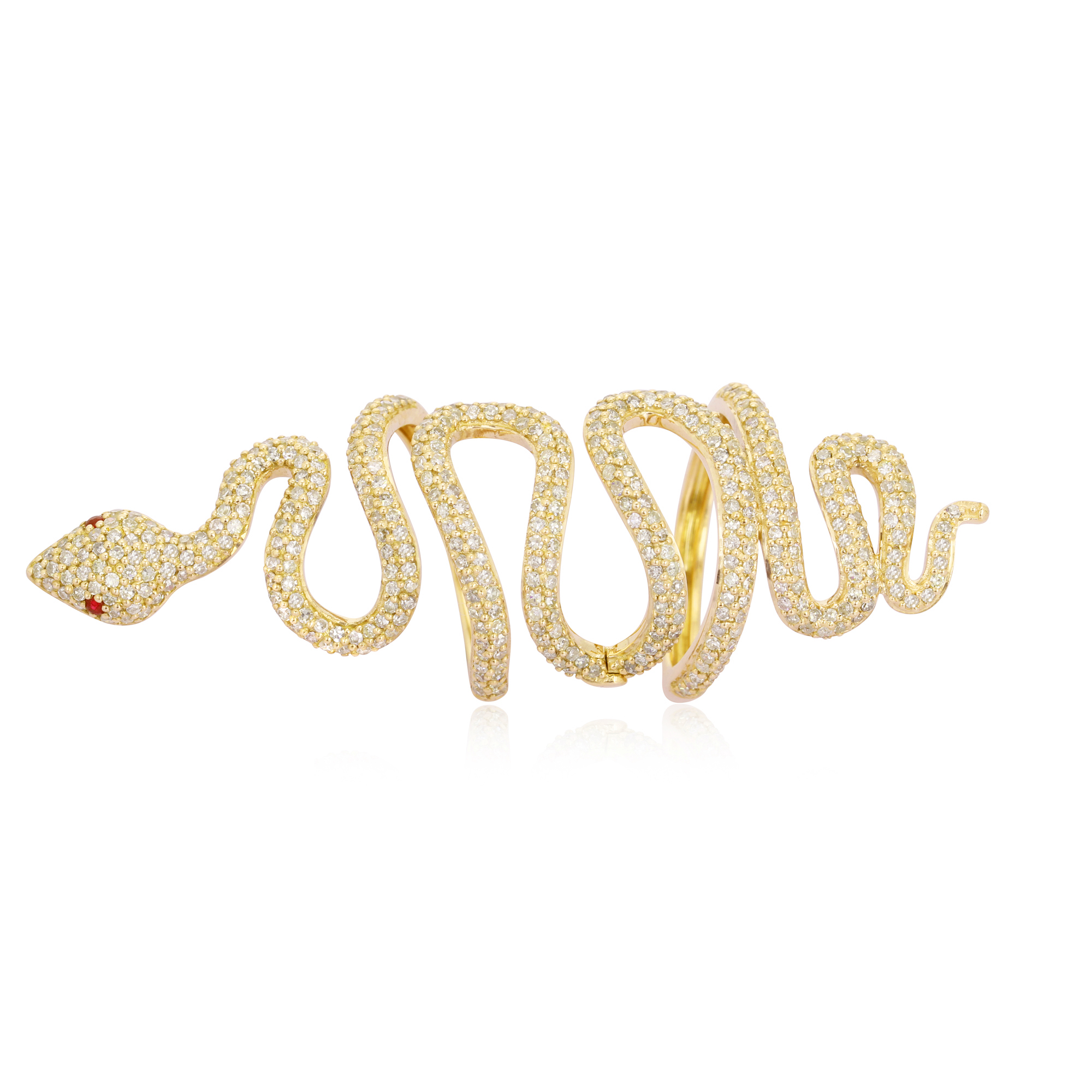 Yellow Gold Diamond Snake Long Ring