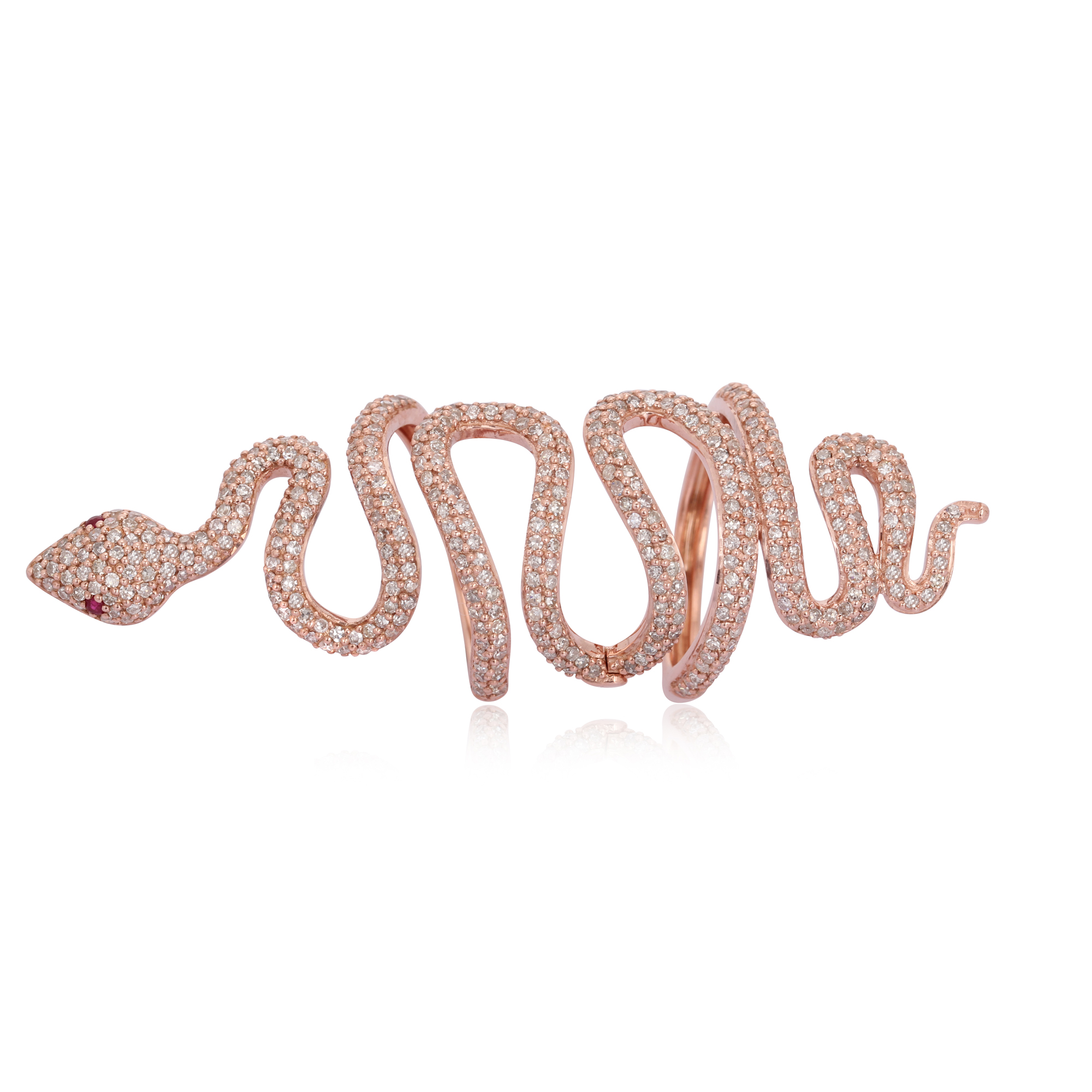 Rose Gold Diamond Snake Long Ring