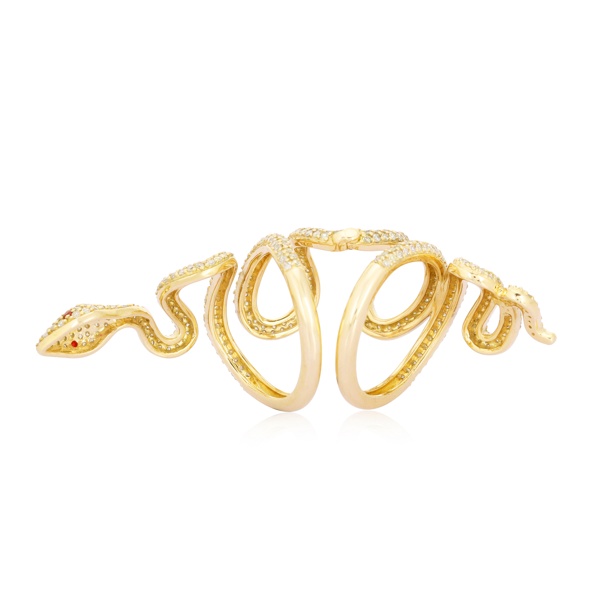 Yellow Gold Diamond Snake Long Ring