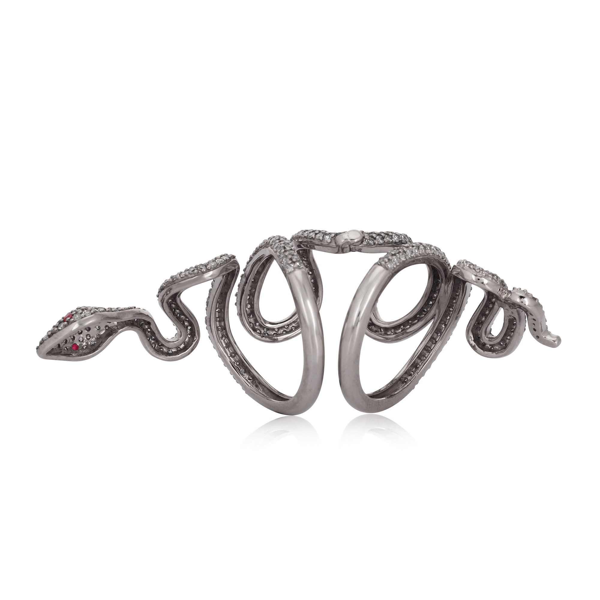 Sterling Silver Diamond Snake Long Ring