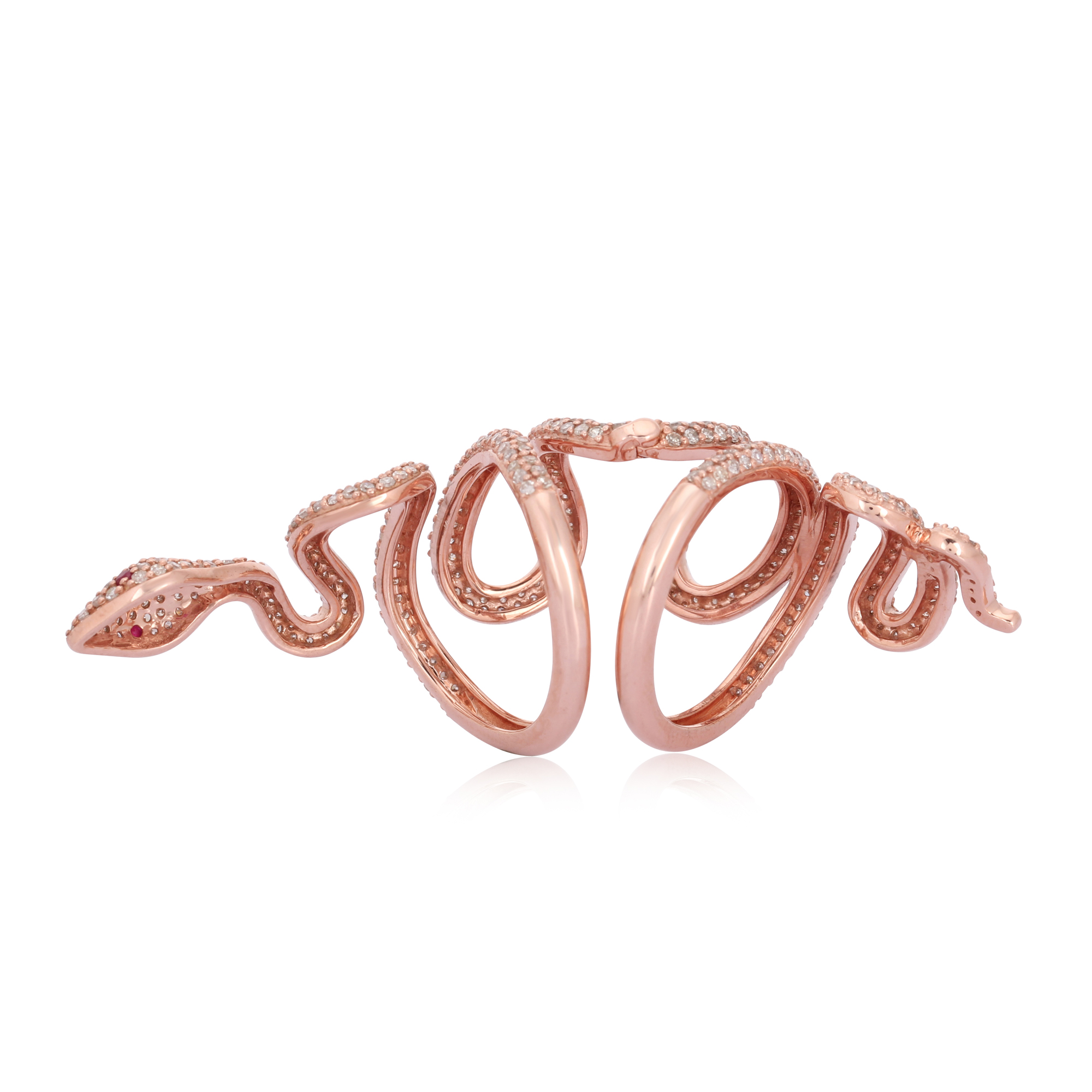 Rose Gold Diamond Snake Long Ring