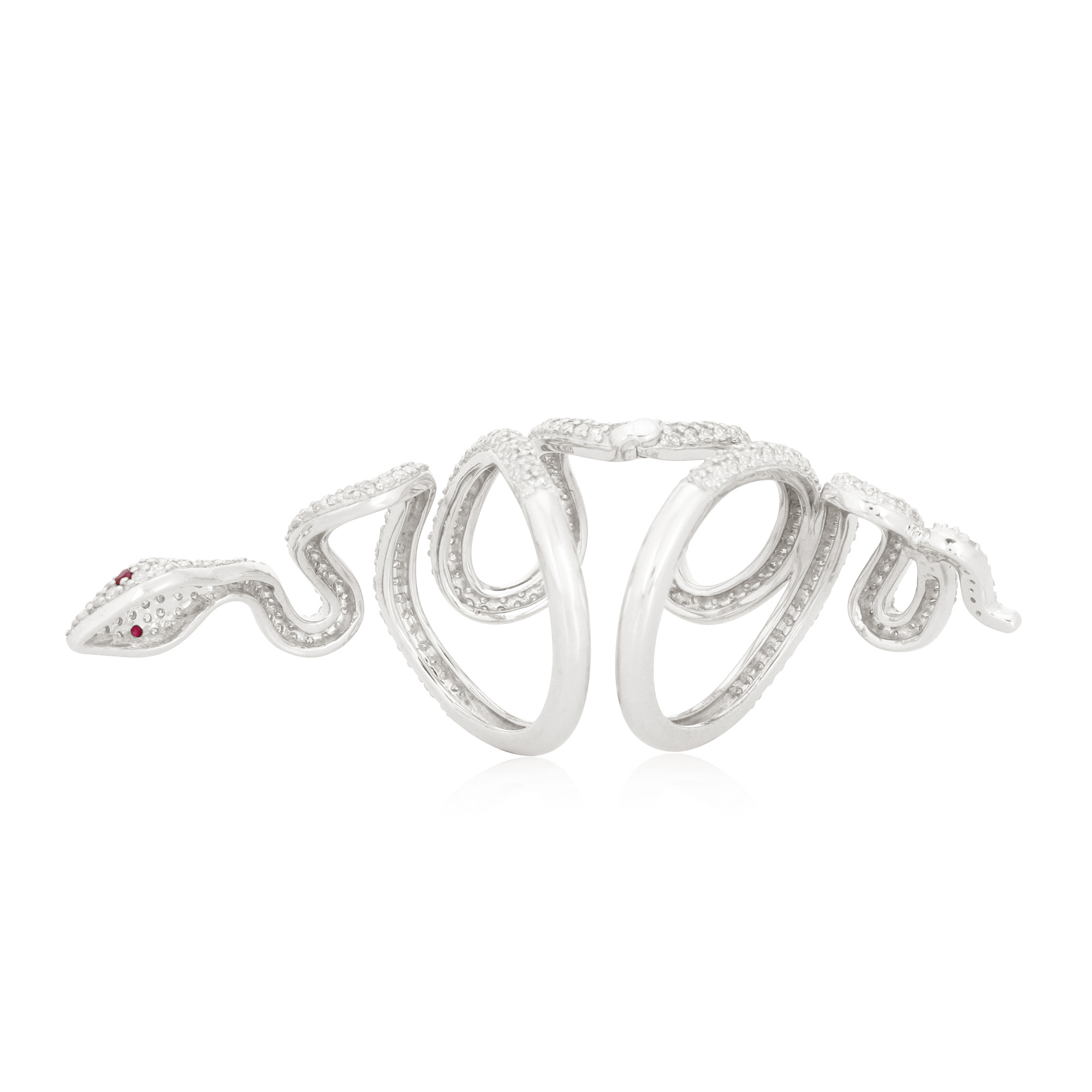 White Gold Diamond Snake Long Ring