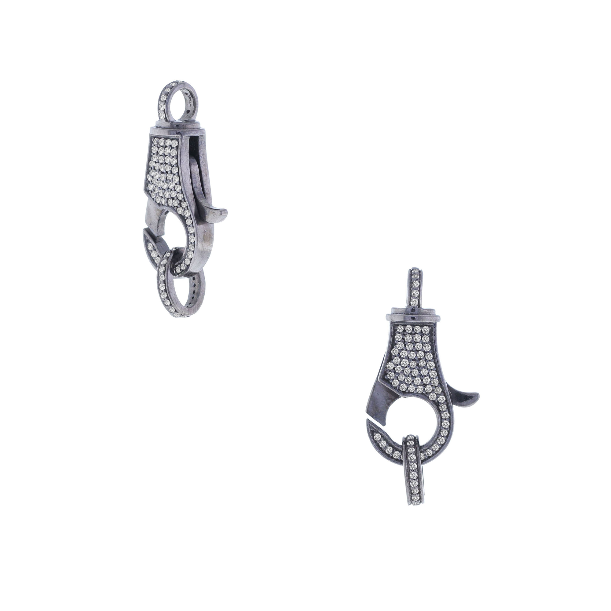 Sterling Silver Pave Diamond Spring Lock