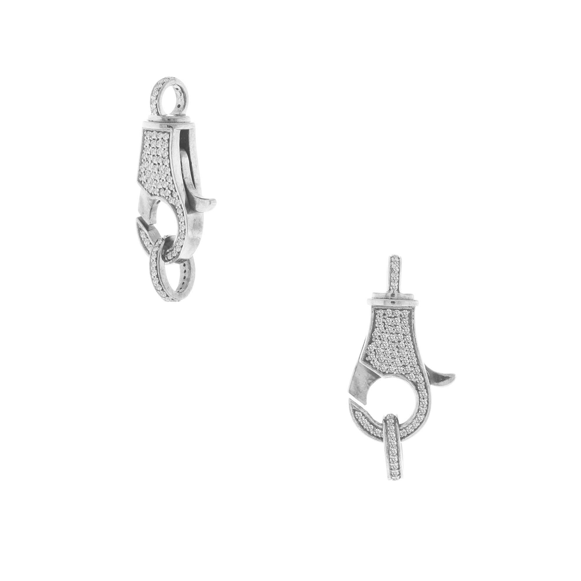 White Gold Pave Diamond Spring Lock