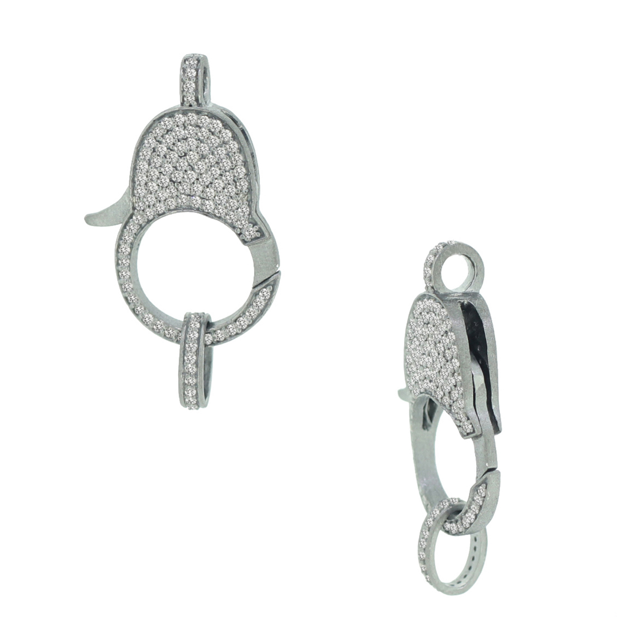 Sterling Silver Pave Diamond Spring Lock