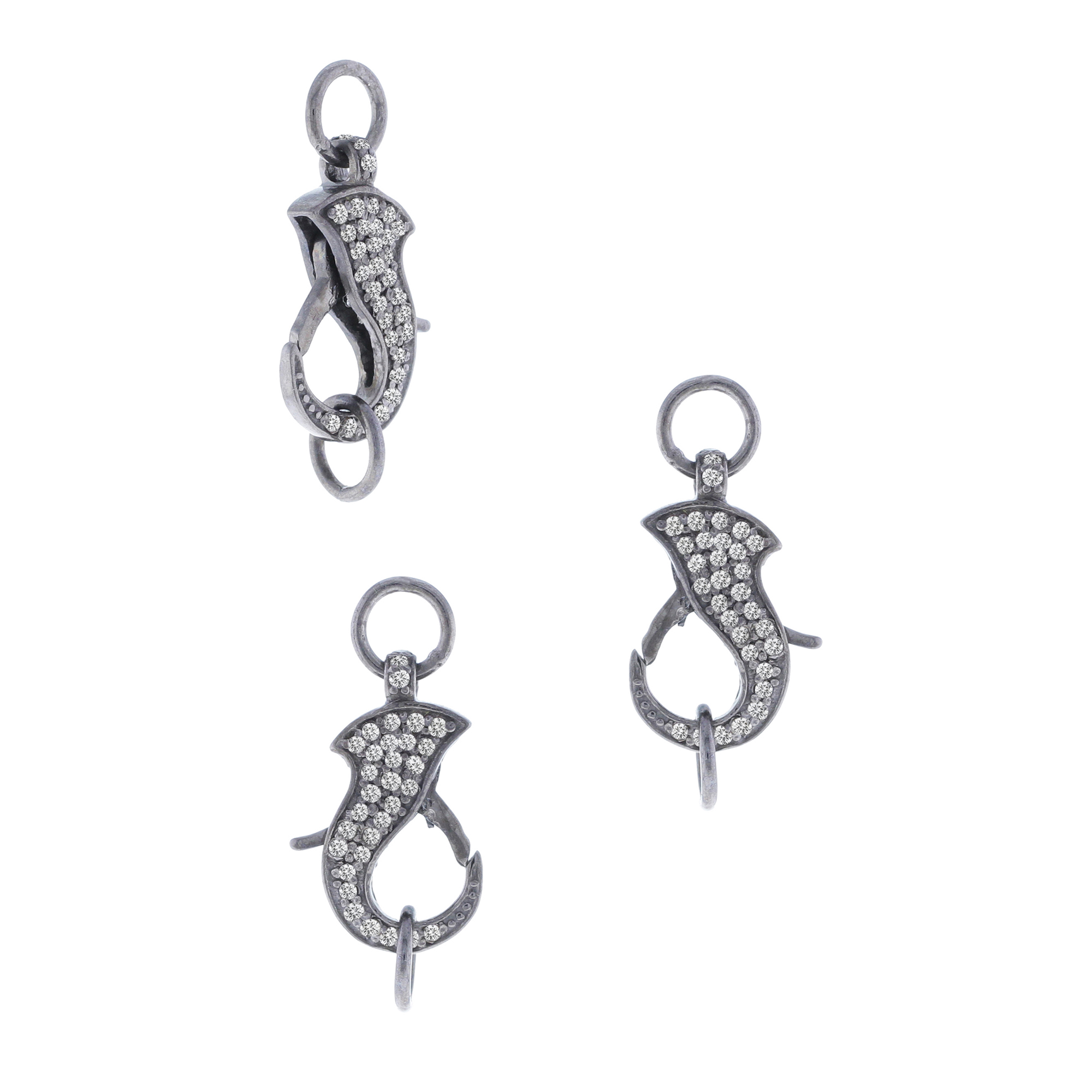 Sterling Silver Pave Diamond Spring Lock