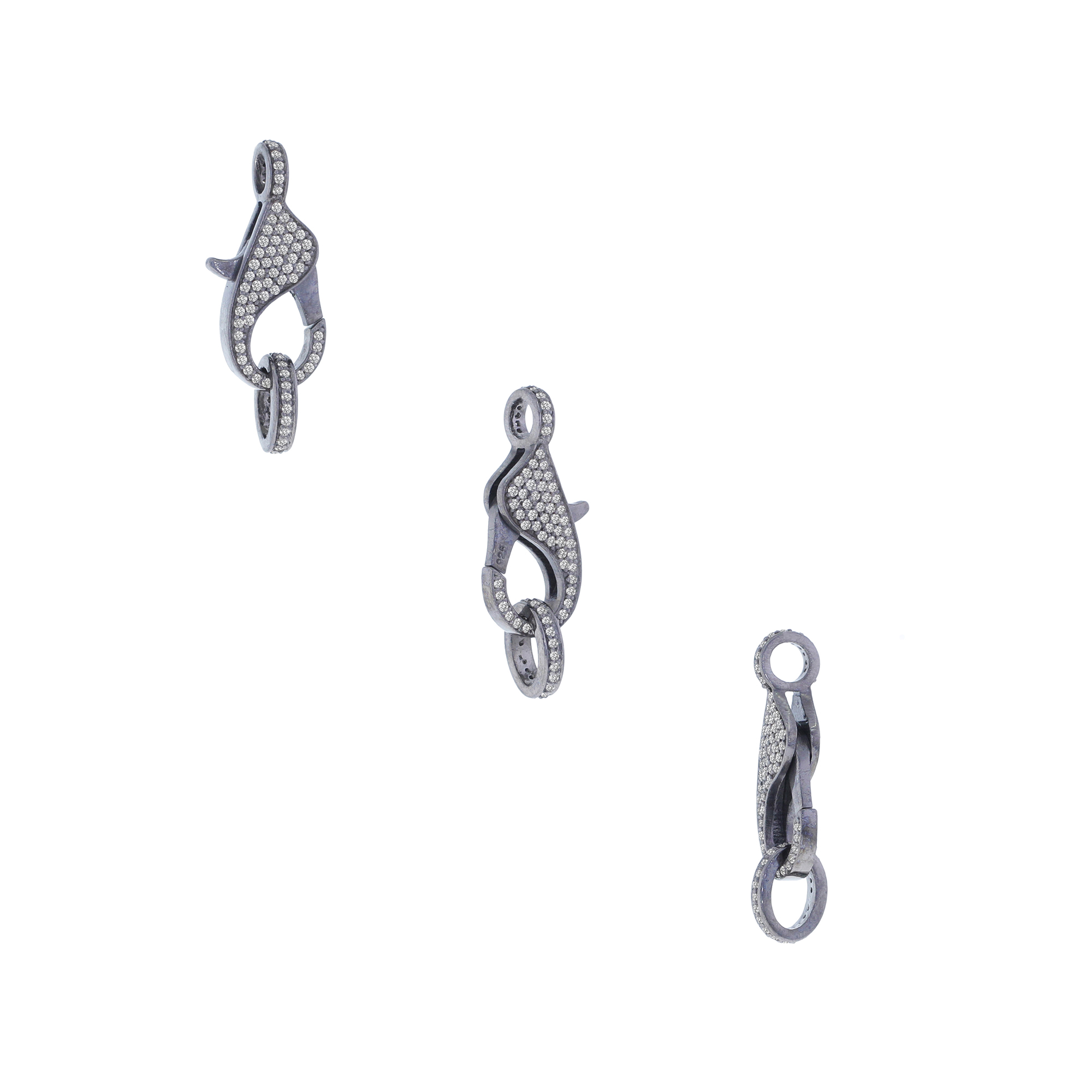 Sterling Silver Pave Diamond Spring Lock
