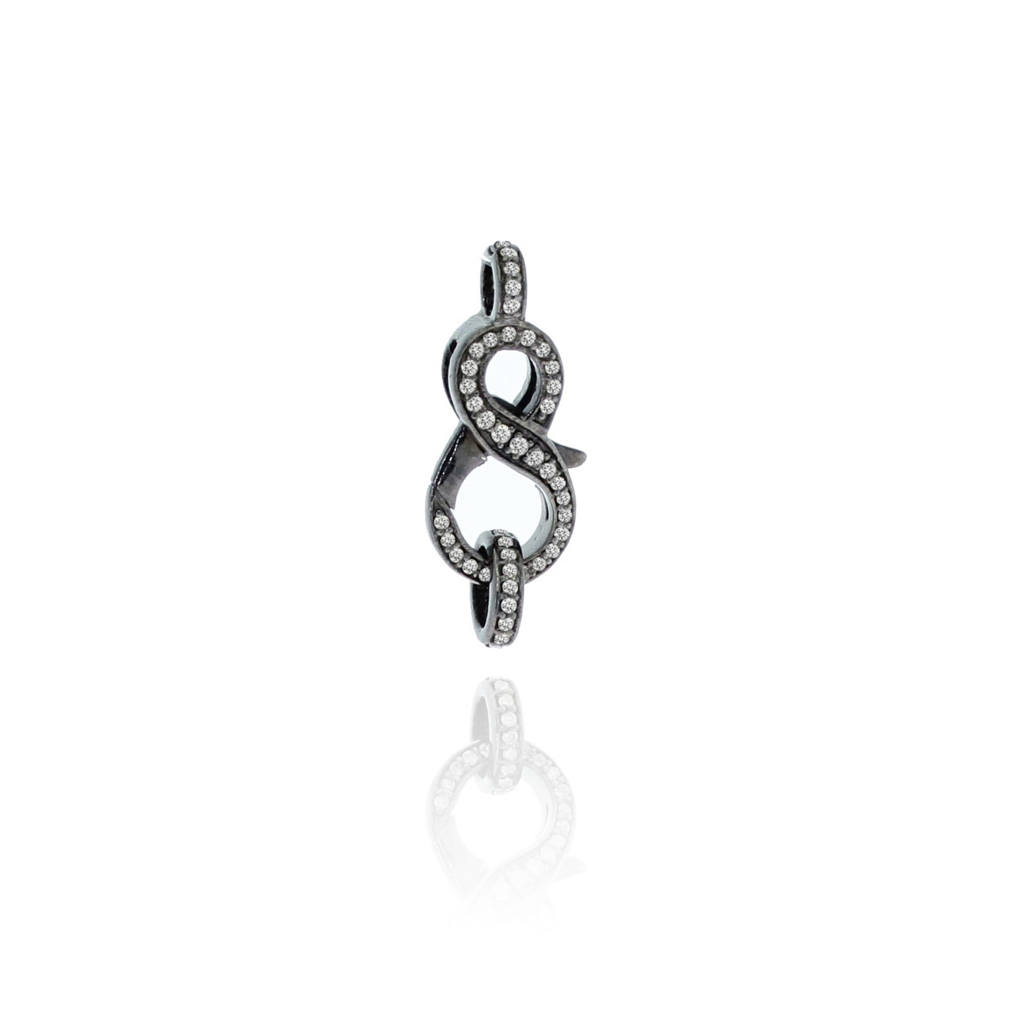 Sterling Silver Pave Diamond Spring Lock