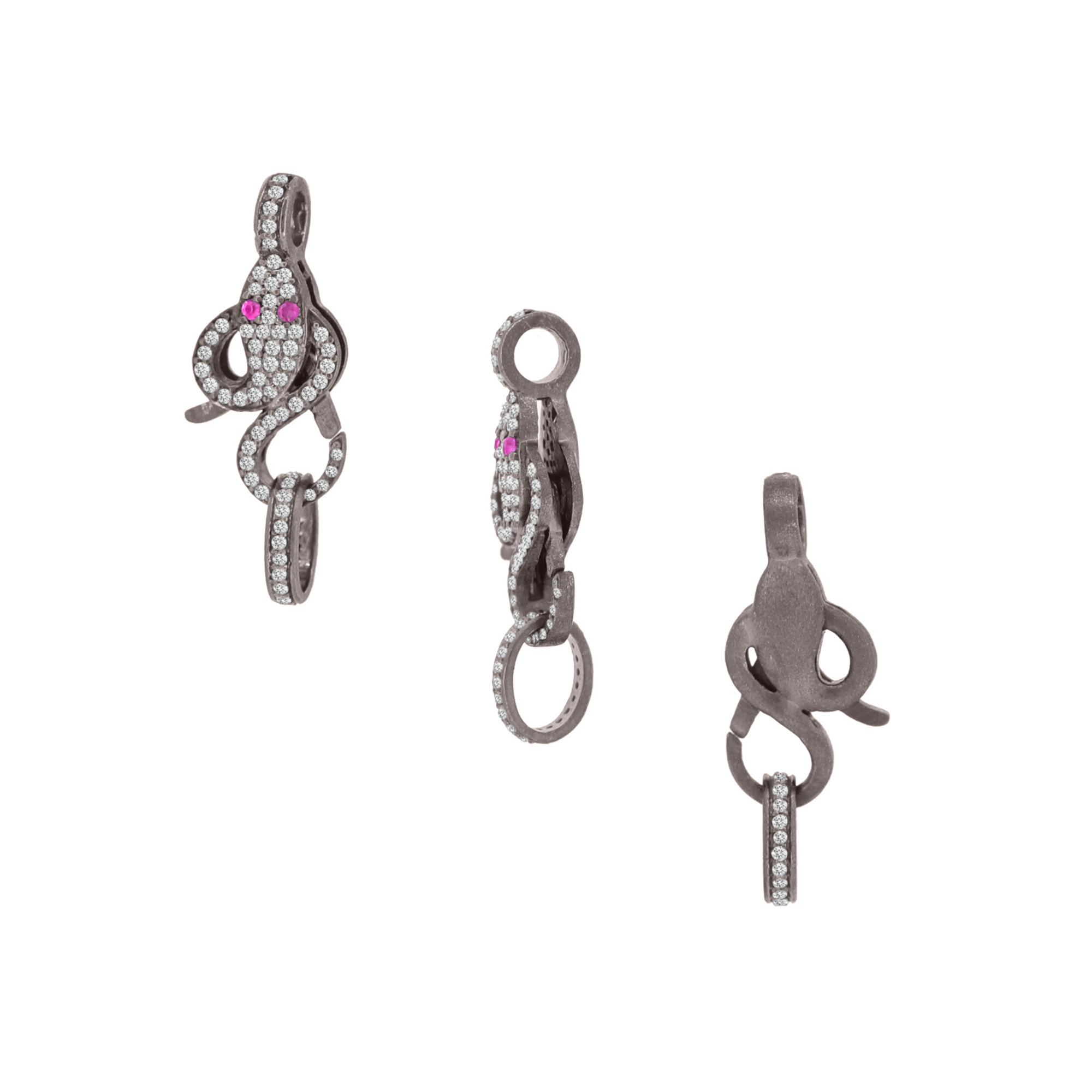 Sterling Silver Pave Diamond Spring Lock
