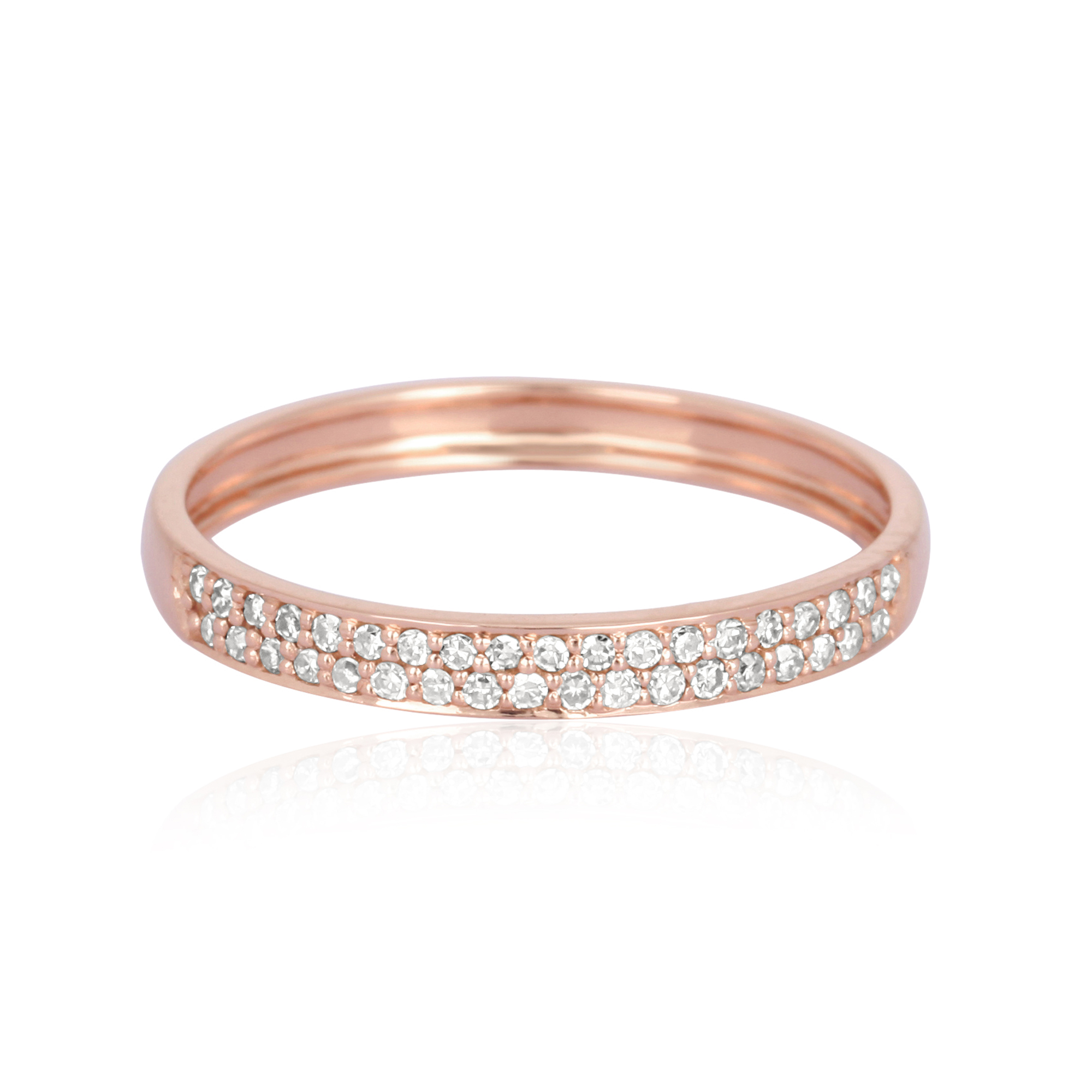 Rose Gold Two Line Diamond Midi Band Ring