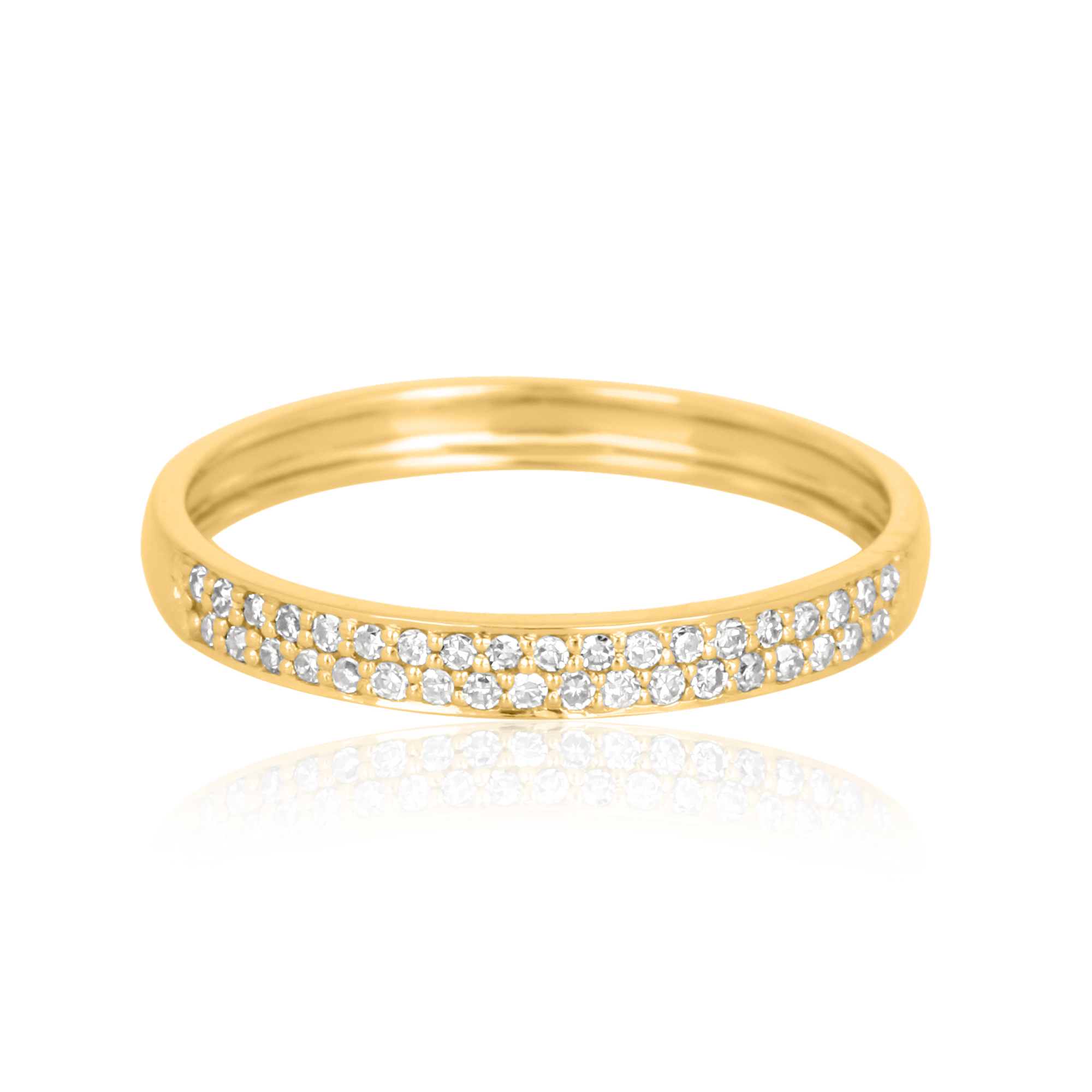 Yellow Gold Two Line Diamond Midi Band Ring