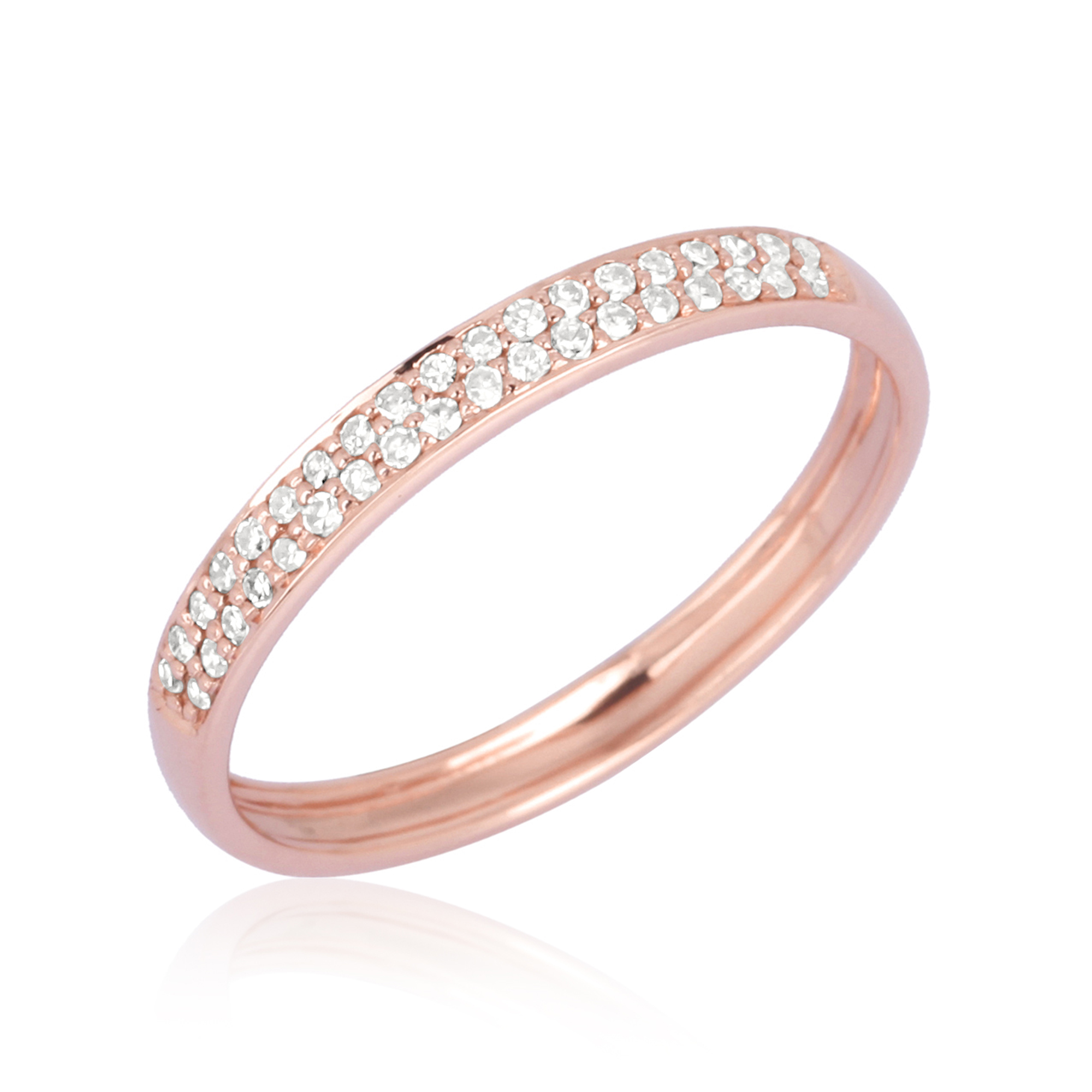 Sterling Silver Two Line Diamond Midi Band Ring