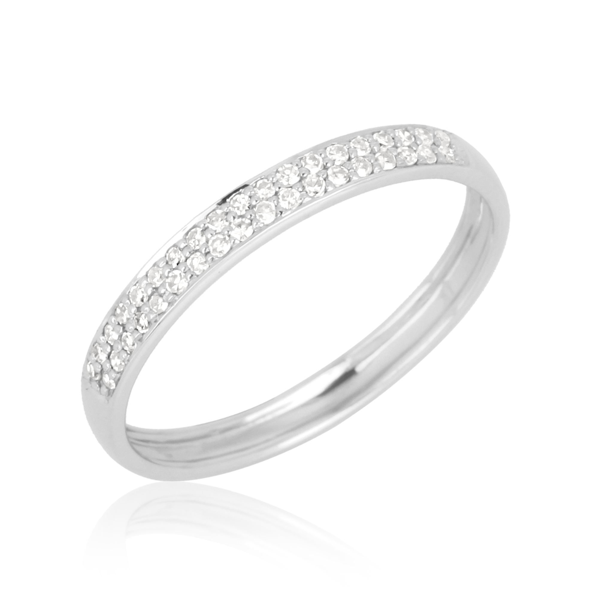 Sterling Silver Two Line Diamond Midi Band Ring