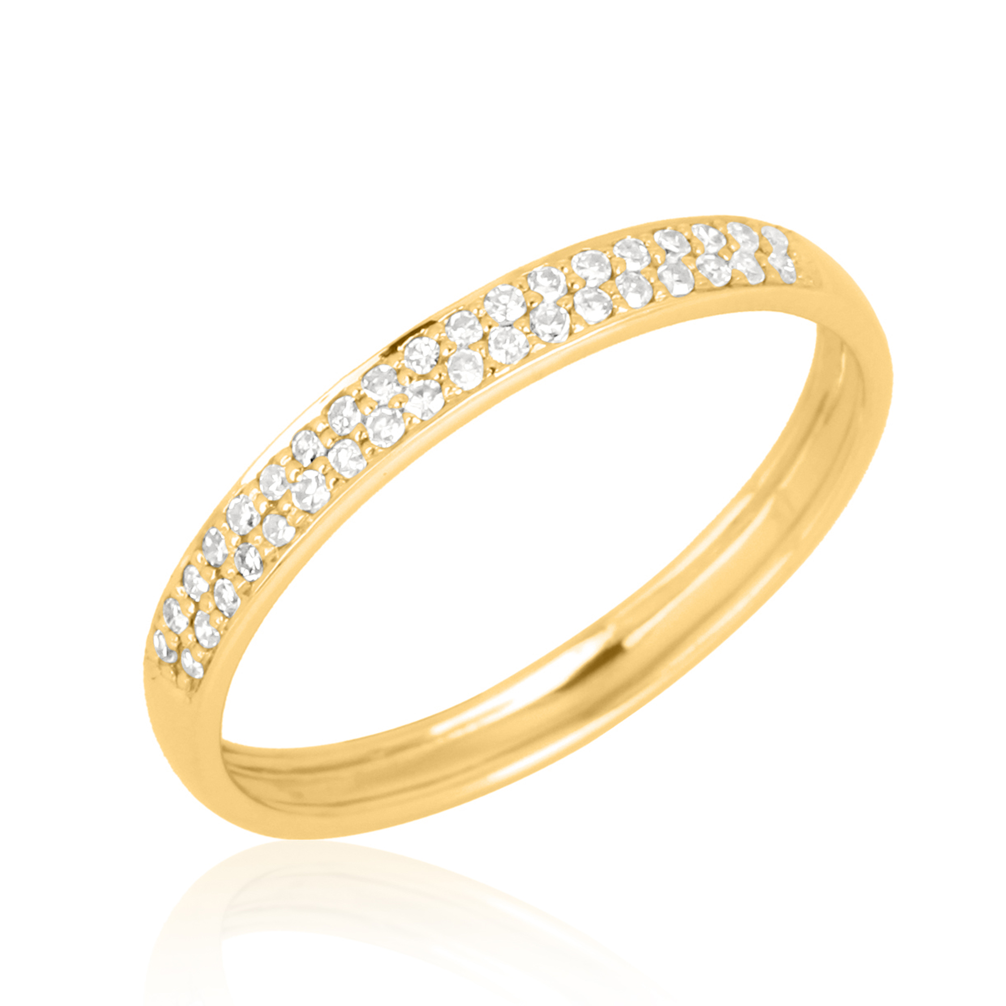 Yellow Gold Two Line Diamond Midi Band Ring