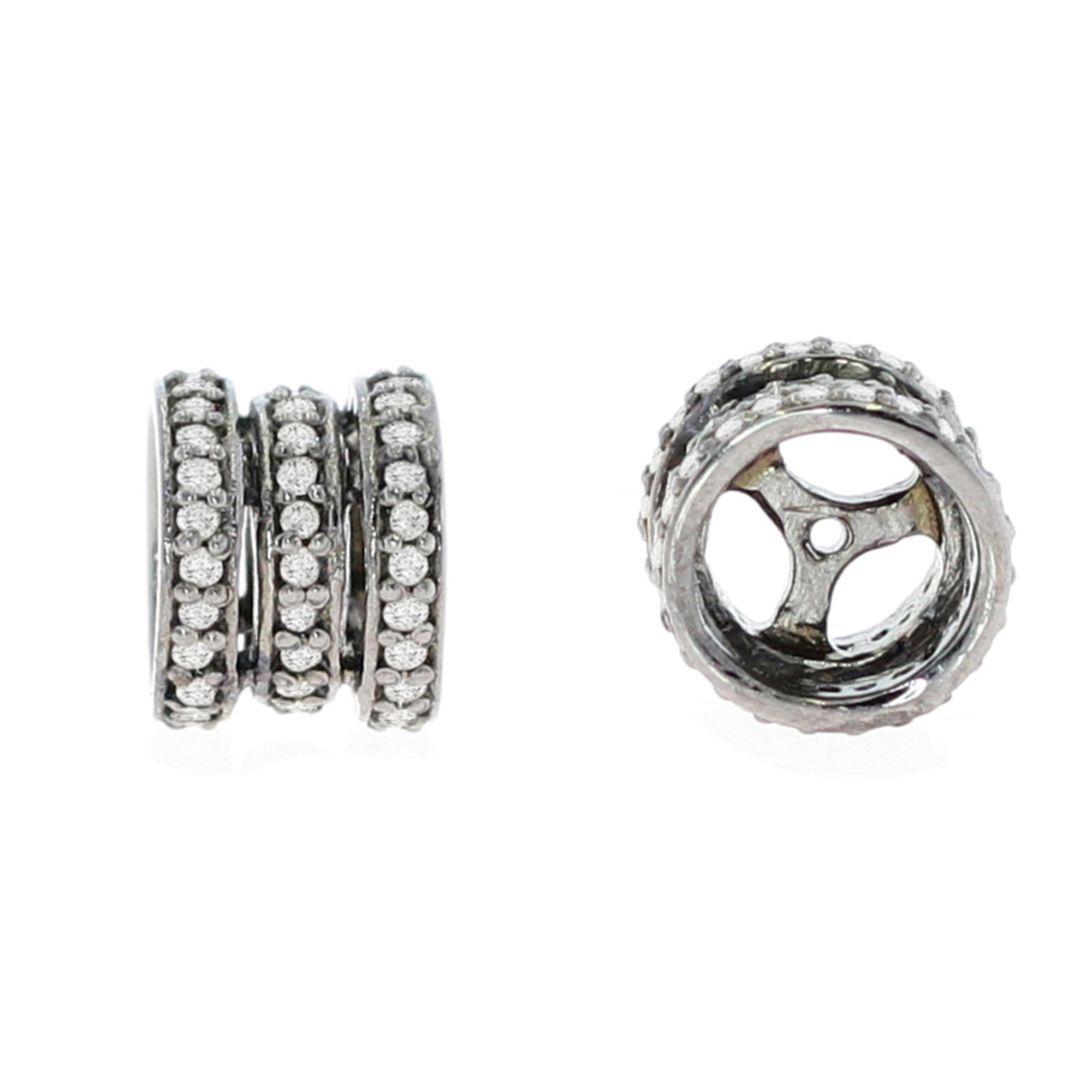Sterling Silver Triple Line Diamond Rondelle