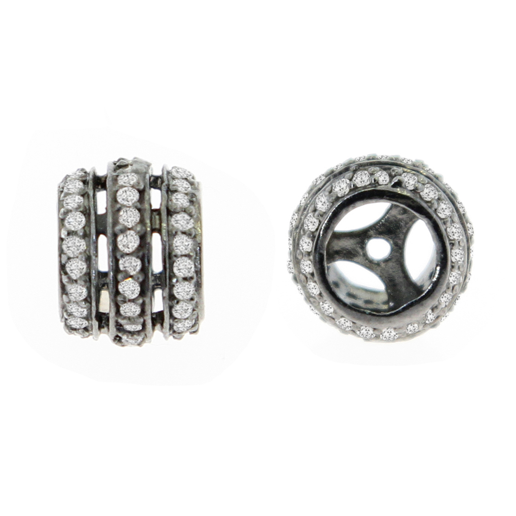 Sterling Silver Triple Line Diamond Rondelle
