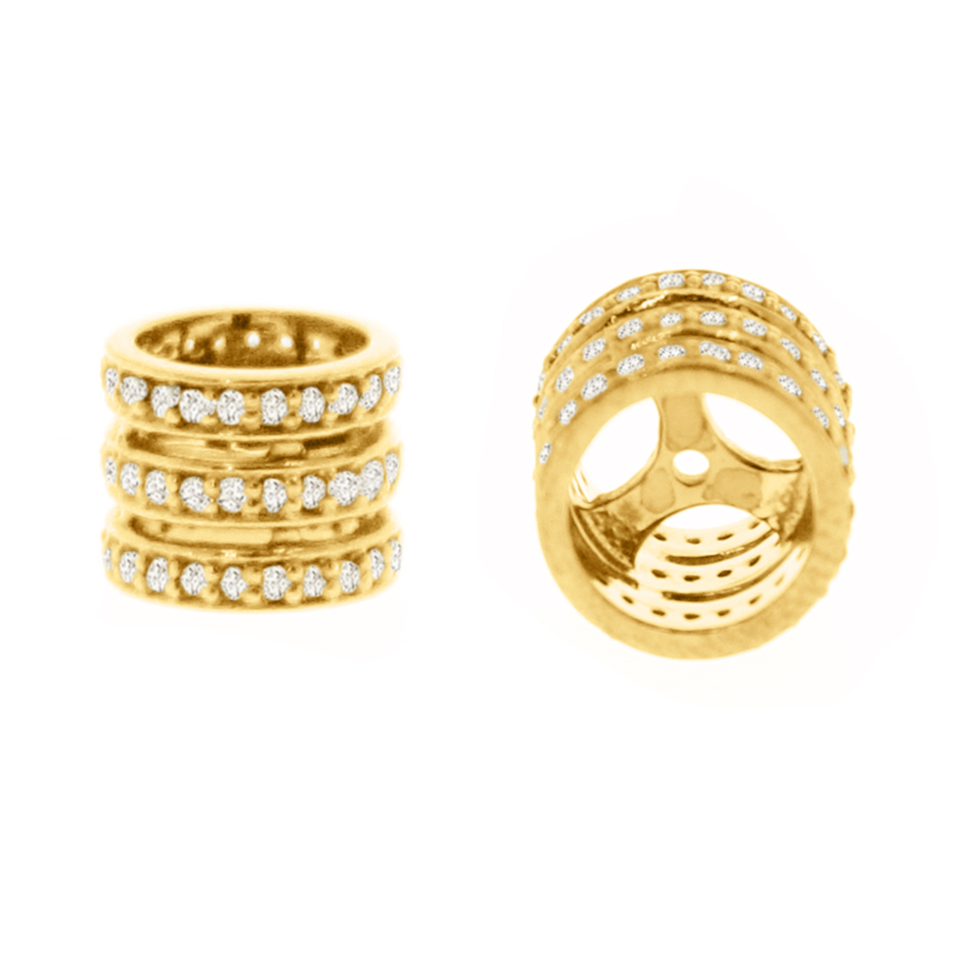 Yellow Gold Triple Line Diamond Rondelle