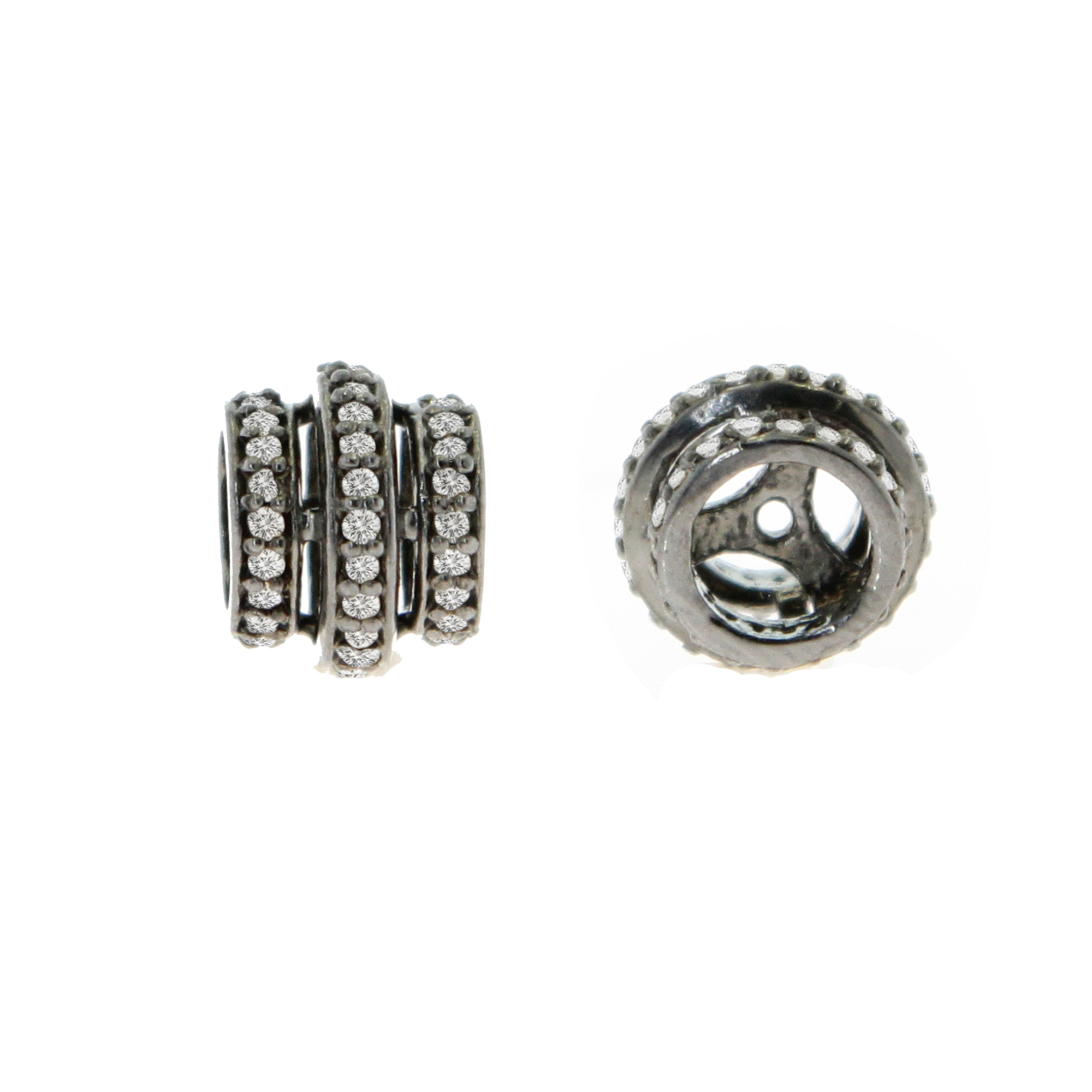 Sterling Silver Triple Line Diamond Rondelle