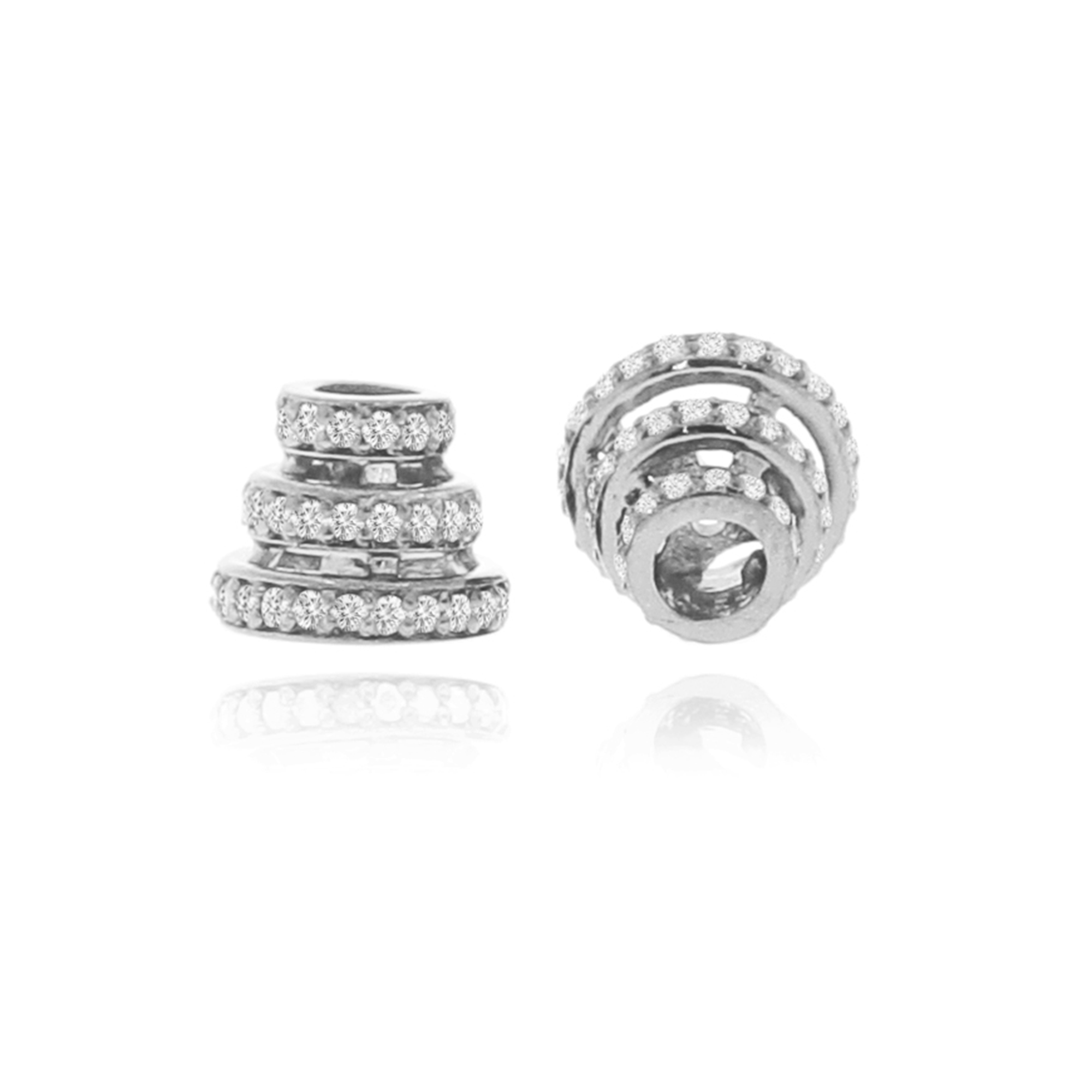 White Gold Triple Line Cone Shape Finding