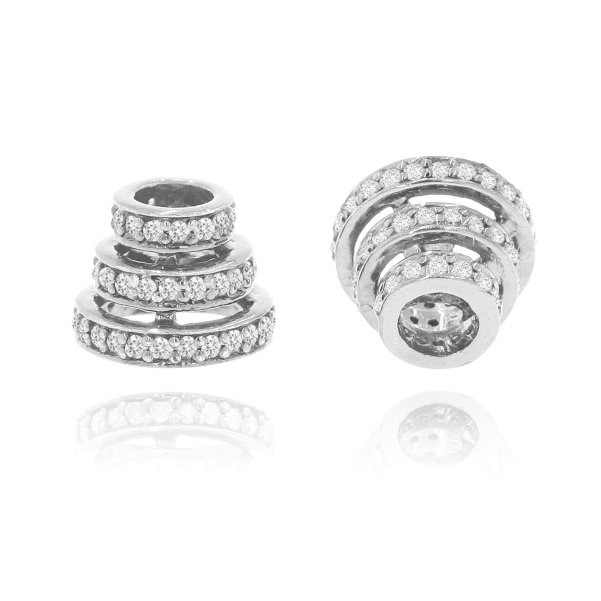 White Gold Triple Line Cone Shape Finding