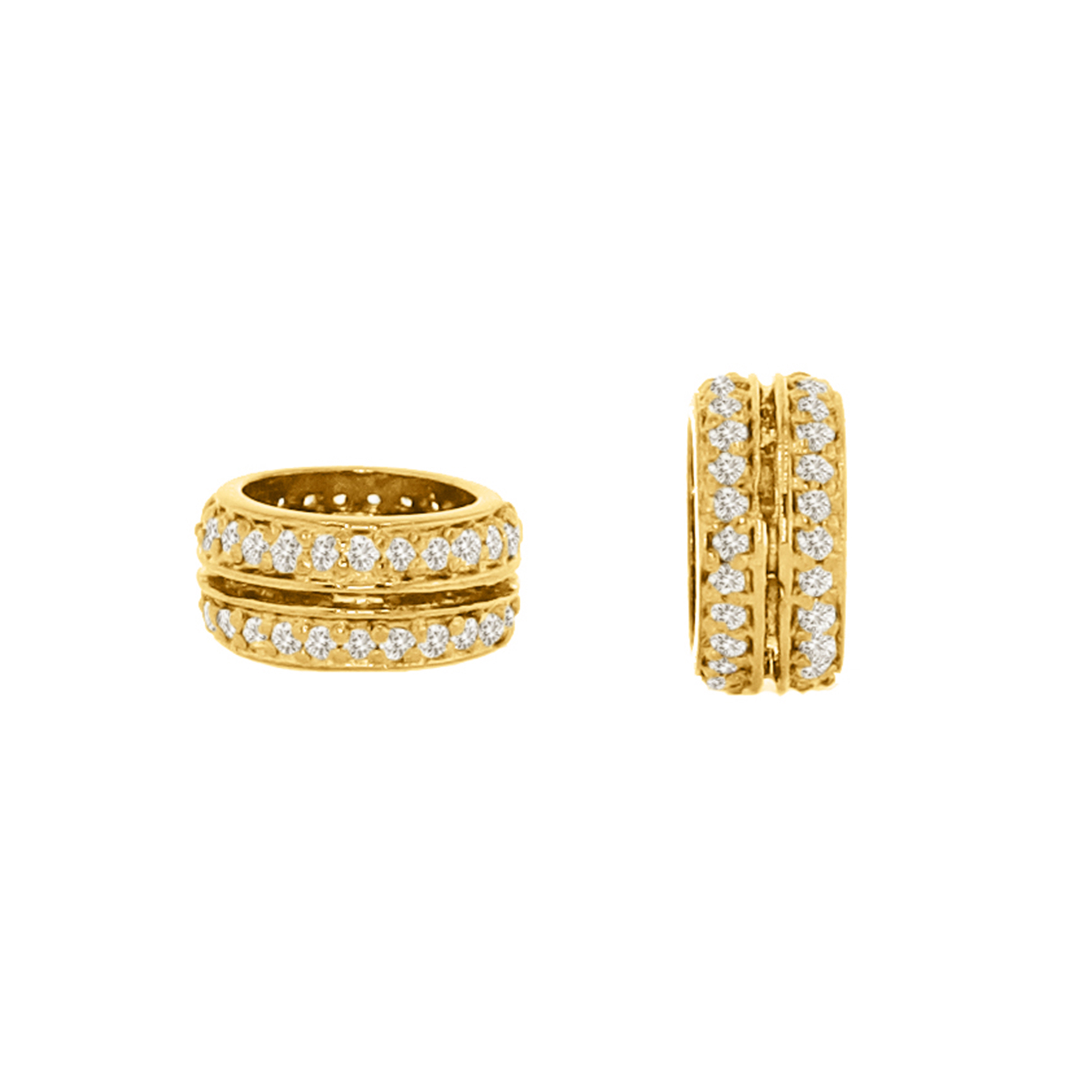 Yellow Gold Double line Diamond Rondelle