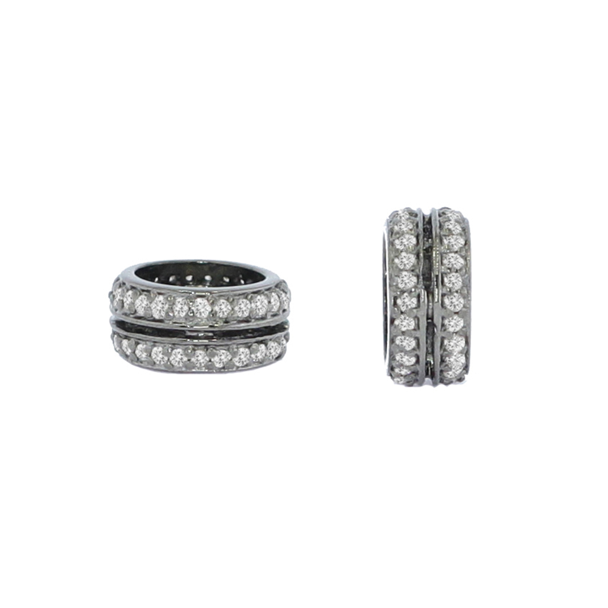 Sterling Silver Double line Diamond Rondelle