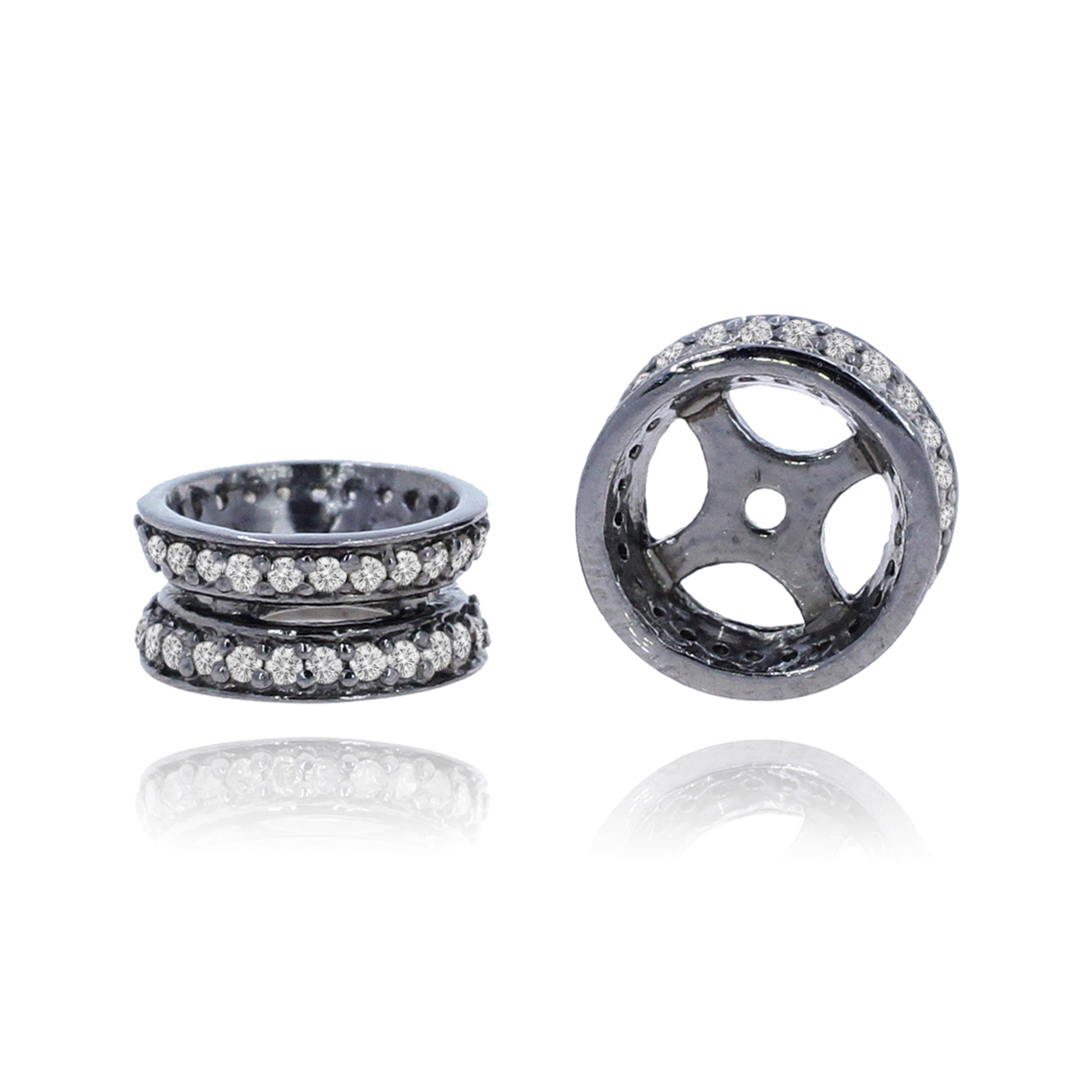 Sterling Silver Two line Diamond Rondelle
