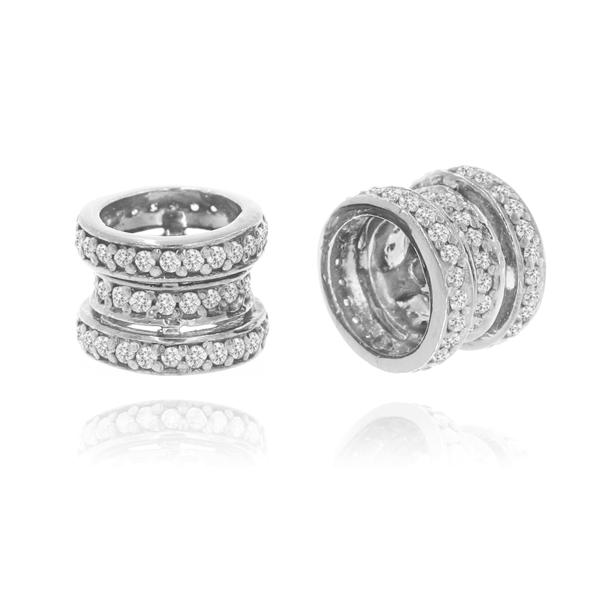 White Gold Three Line Diamond Rondelle