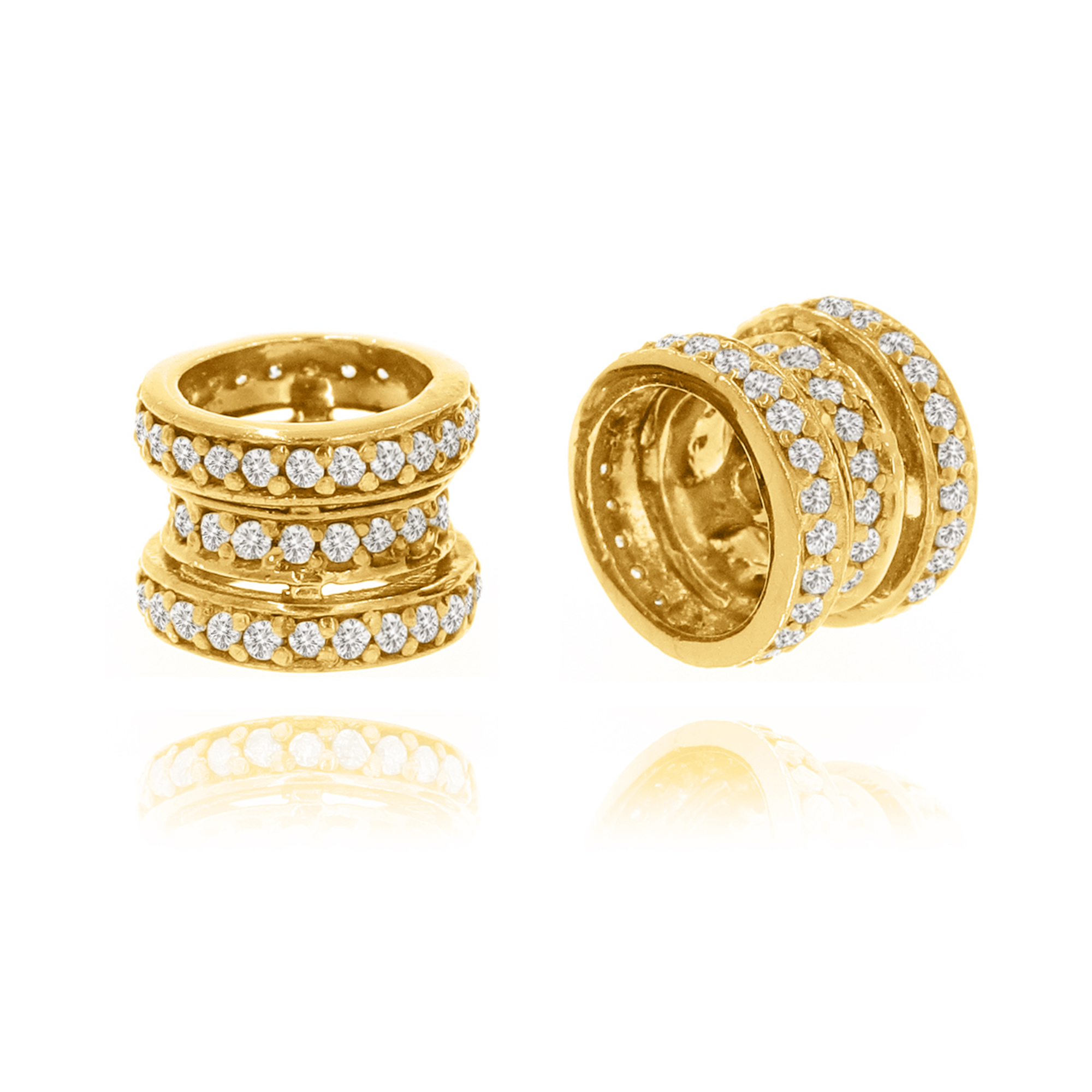 Yellow Gold Three Line Diamond Rondelle