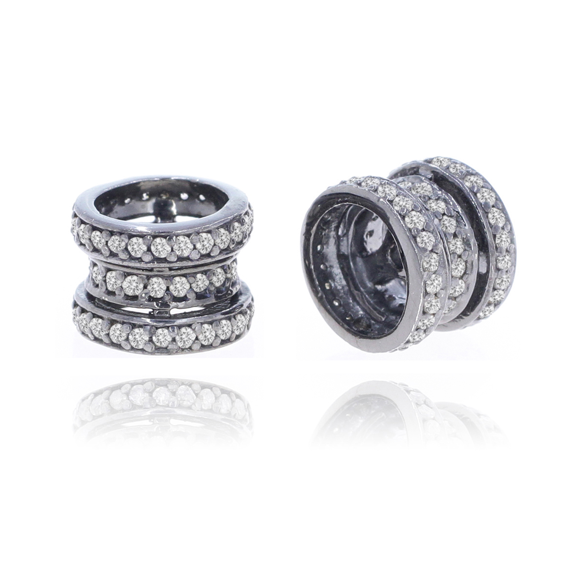 Sterling Silver Three line Diamond Rondelle