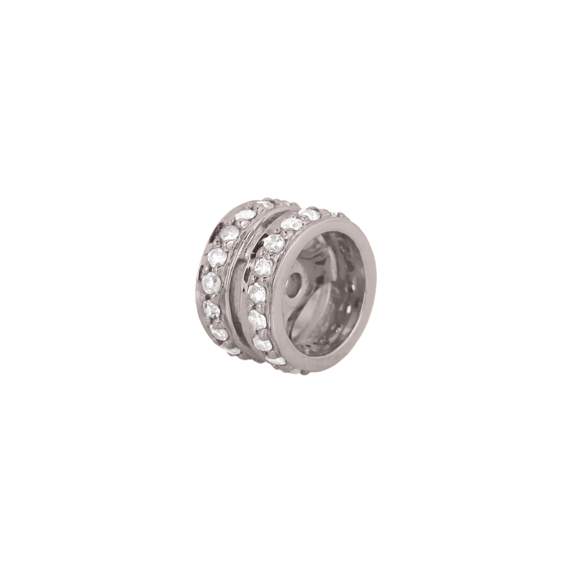 Sterling Silver Two line Diamond Rondelle