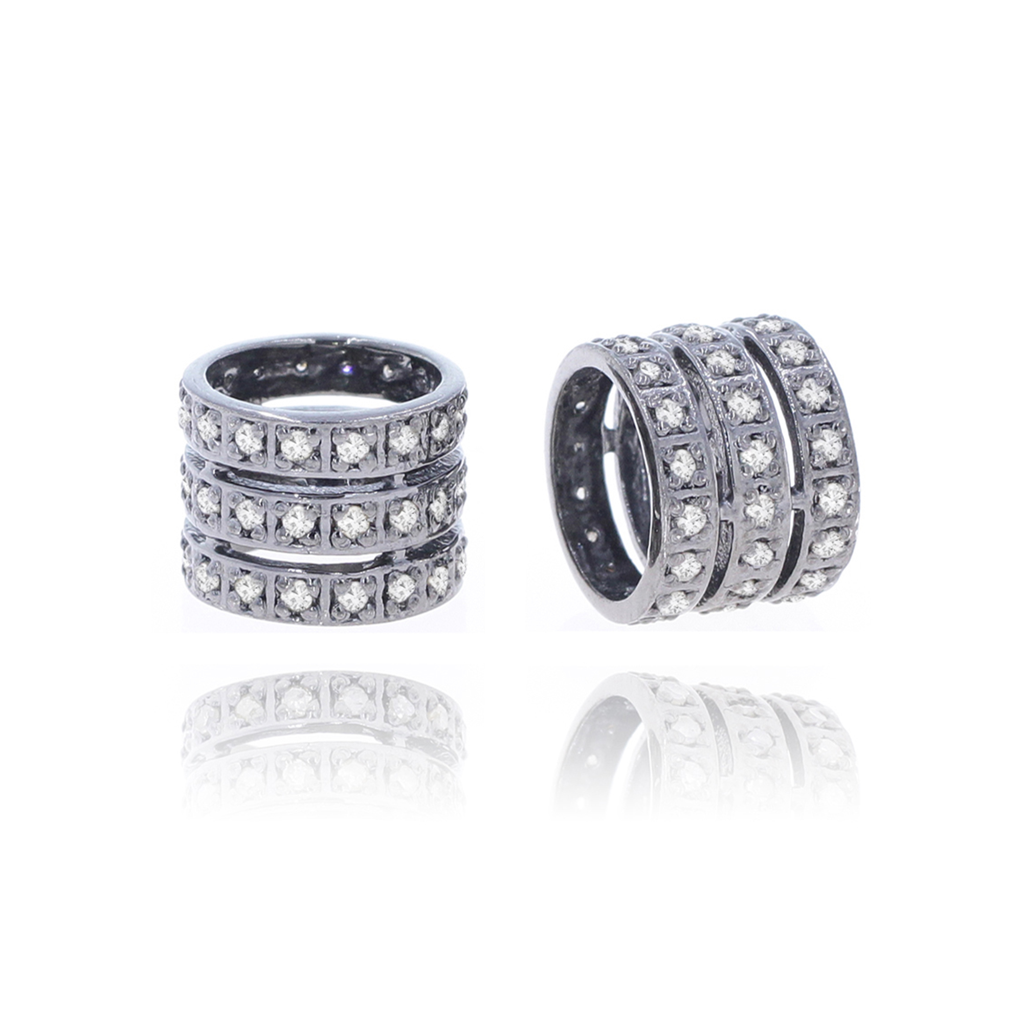 Sterling Silver Three line Diamond Rondelle