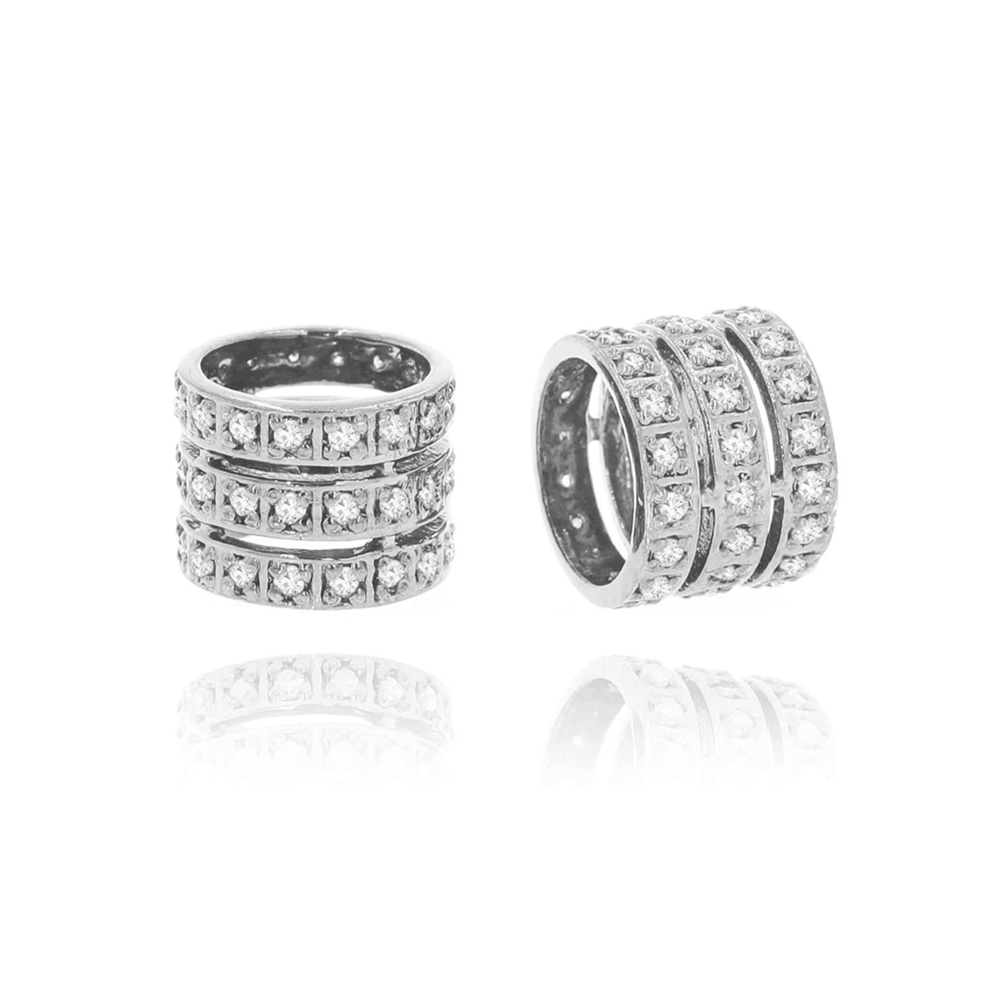 White Gold Three Line Diamond Rondelle