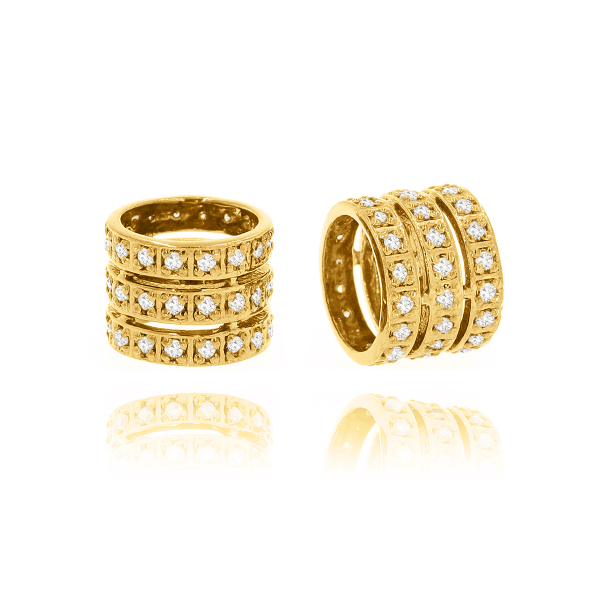 Yellow Gold Three Line Diamond Rondelle