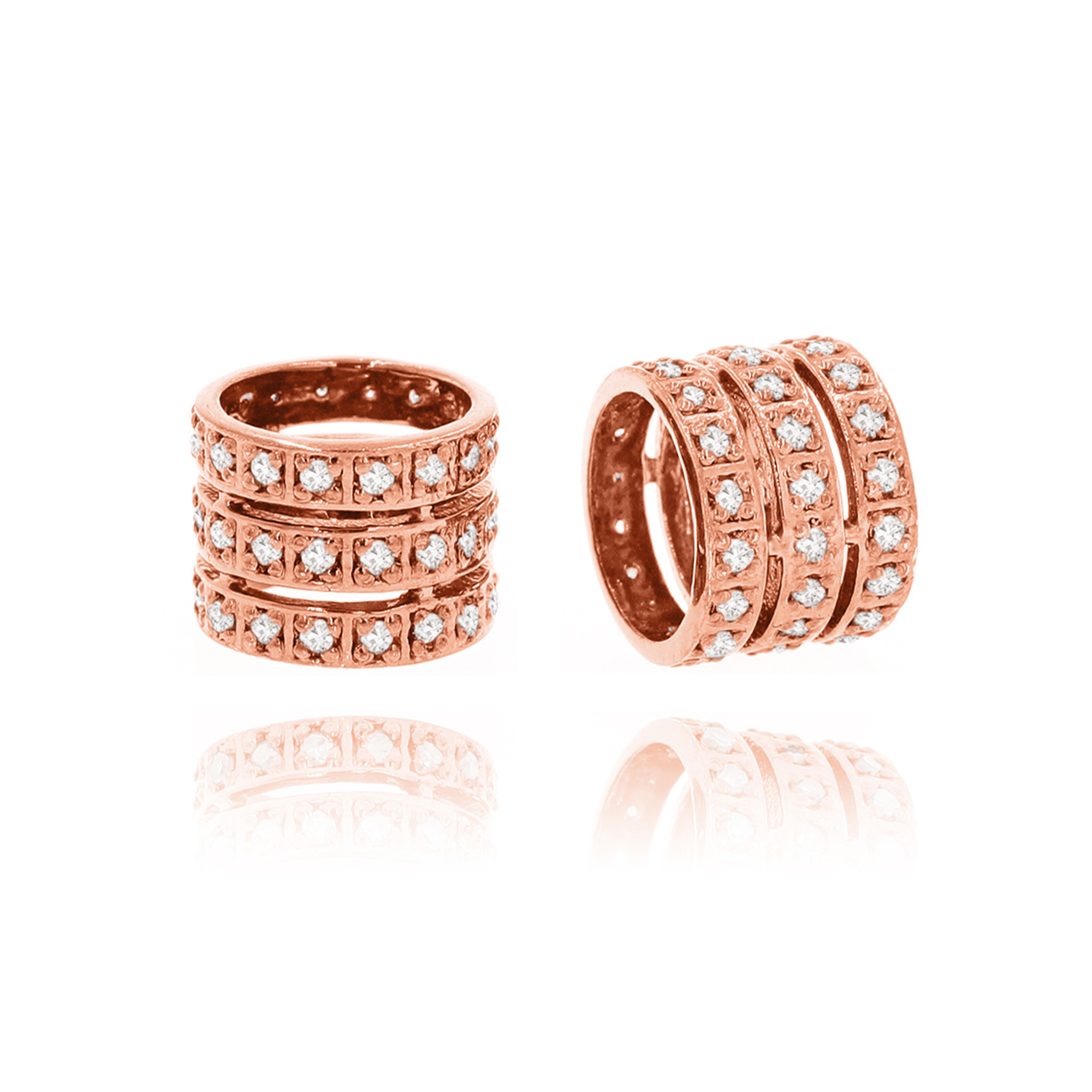 Rose Gold Three Line Diamond Rondelle