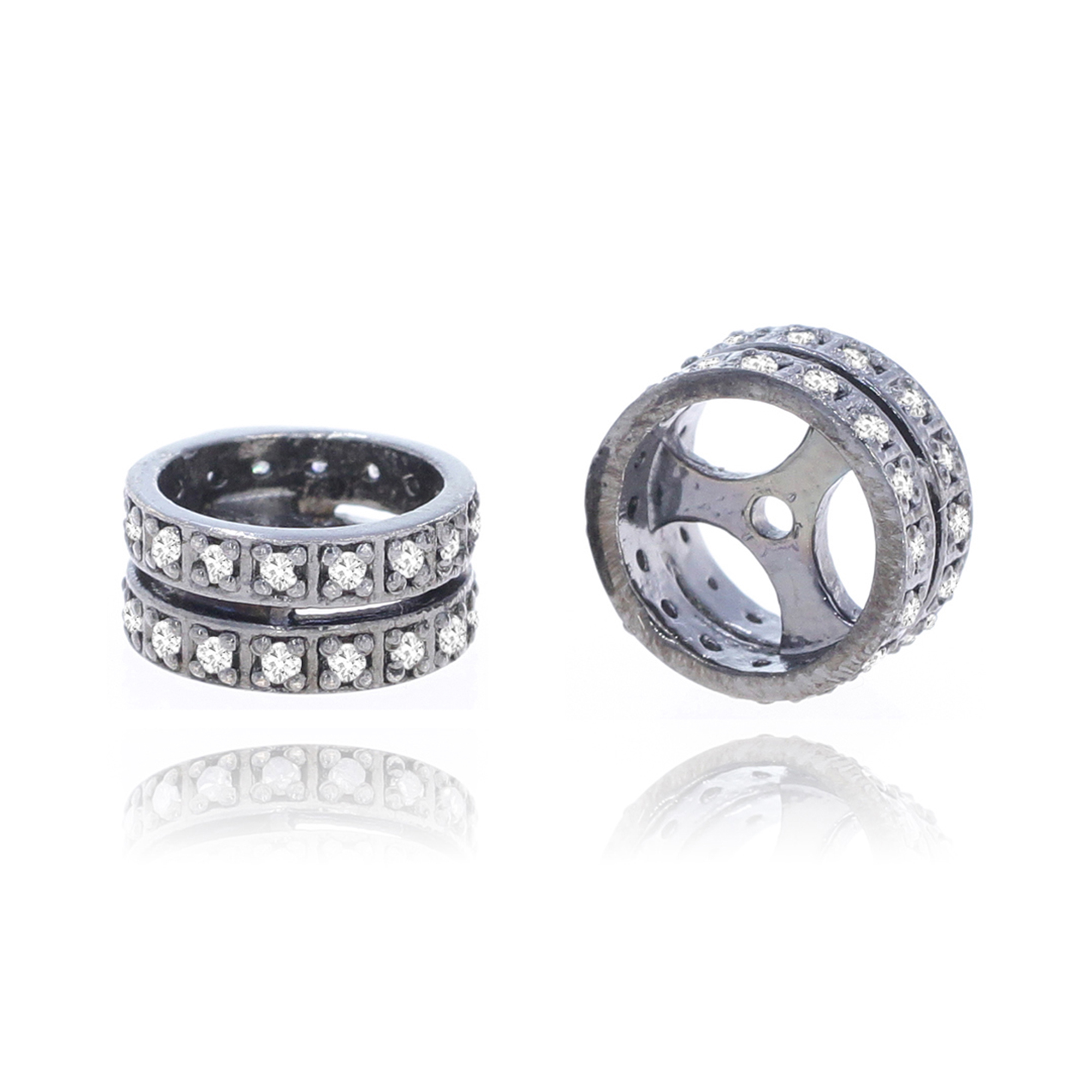 Sterling Silver Two line Diamond Rondelle